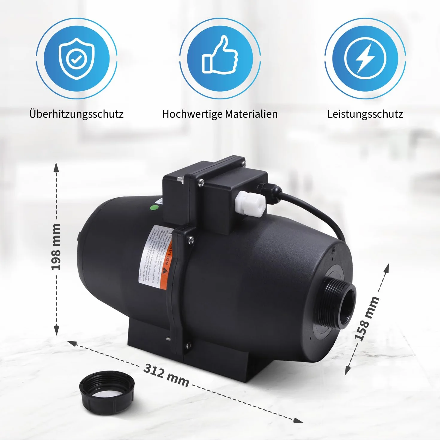 AQUADE Souffleur d'air pour jacuzzi 700 W chauffage 300 W ozone Pompe de soufflage nettoyage bactéricide