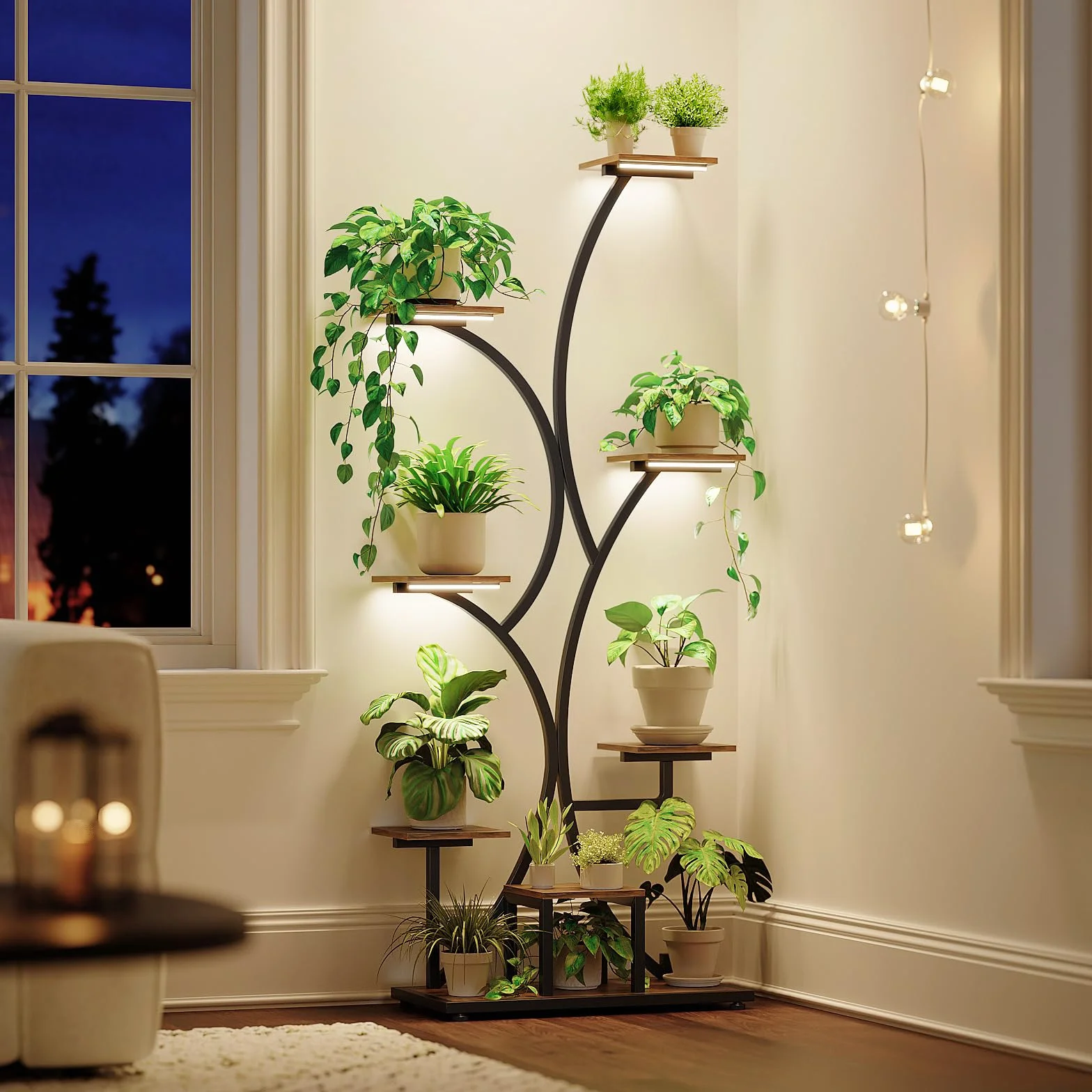 Trironsun Support pour plantes d'intérieur avec lumière de croissance - Étagère en métal pour 8 plantes