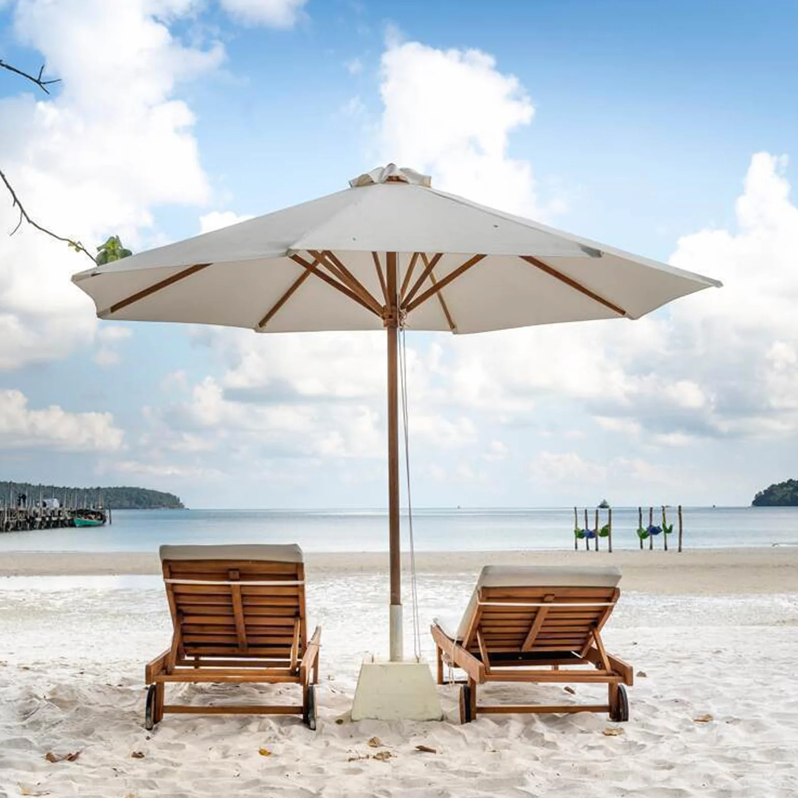 Auvent De Remplacement Parasol 3.0m 6 Baleines Protection UV 50+ Beige