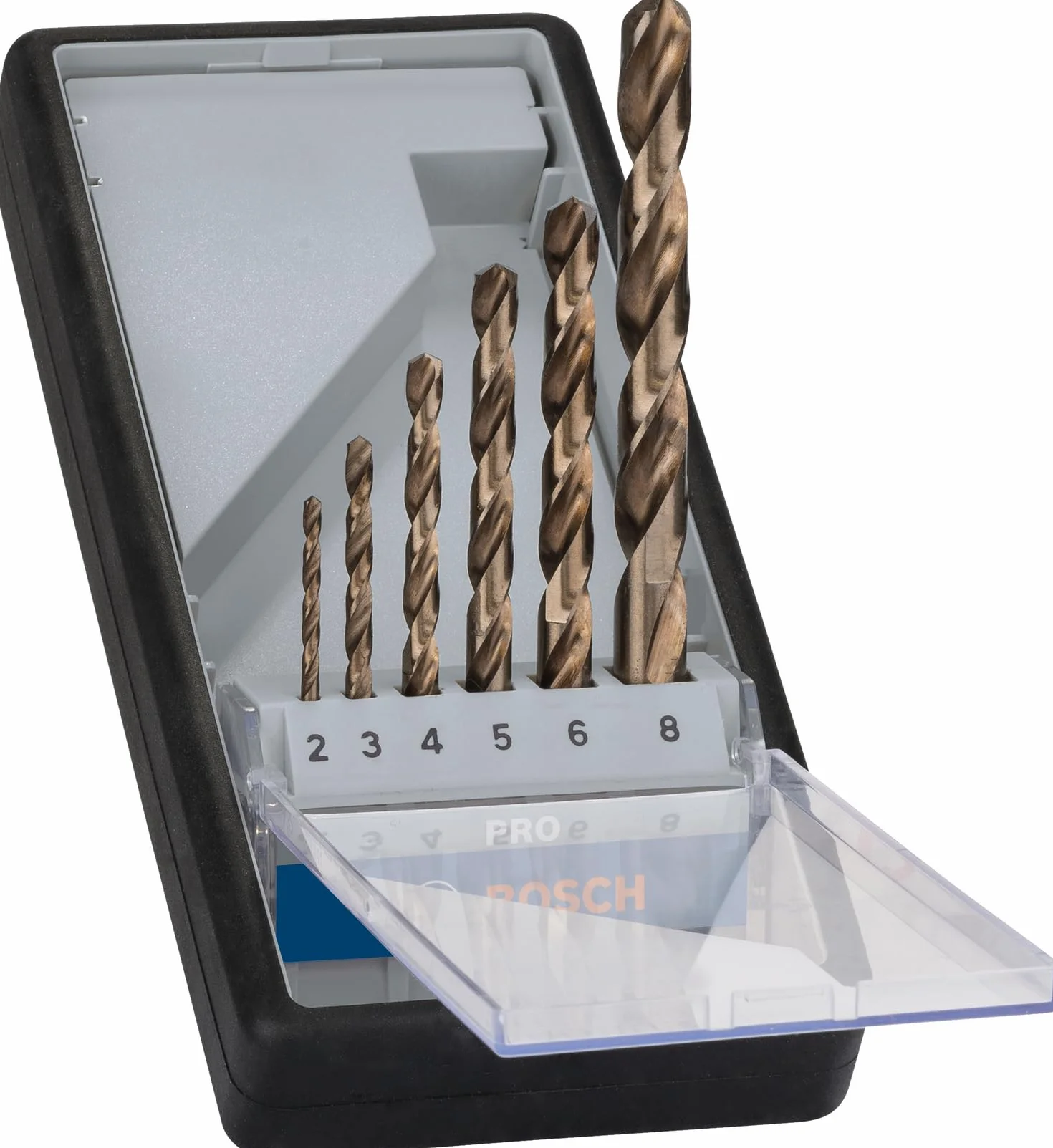 Bosset Coffret de forets hélicoïdaux PRO HSS-Co Acier inoxydable 2-8 mm