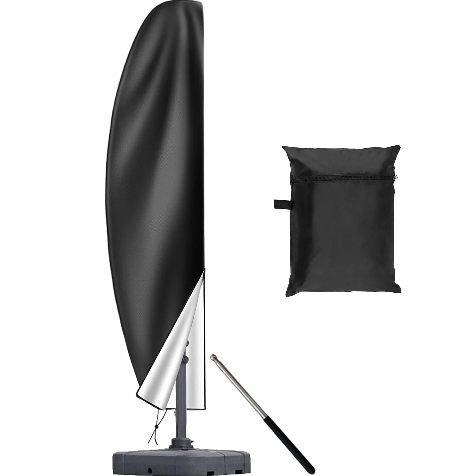 Housse de Parasol Déporté en Tissu Oxford 210D, Protection Anti-UV Imperméable, Fermeture éclair, Perche Télescopique, 265cm