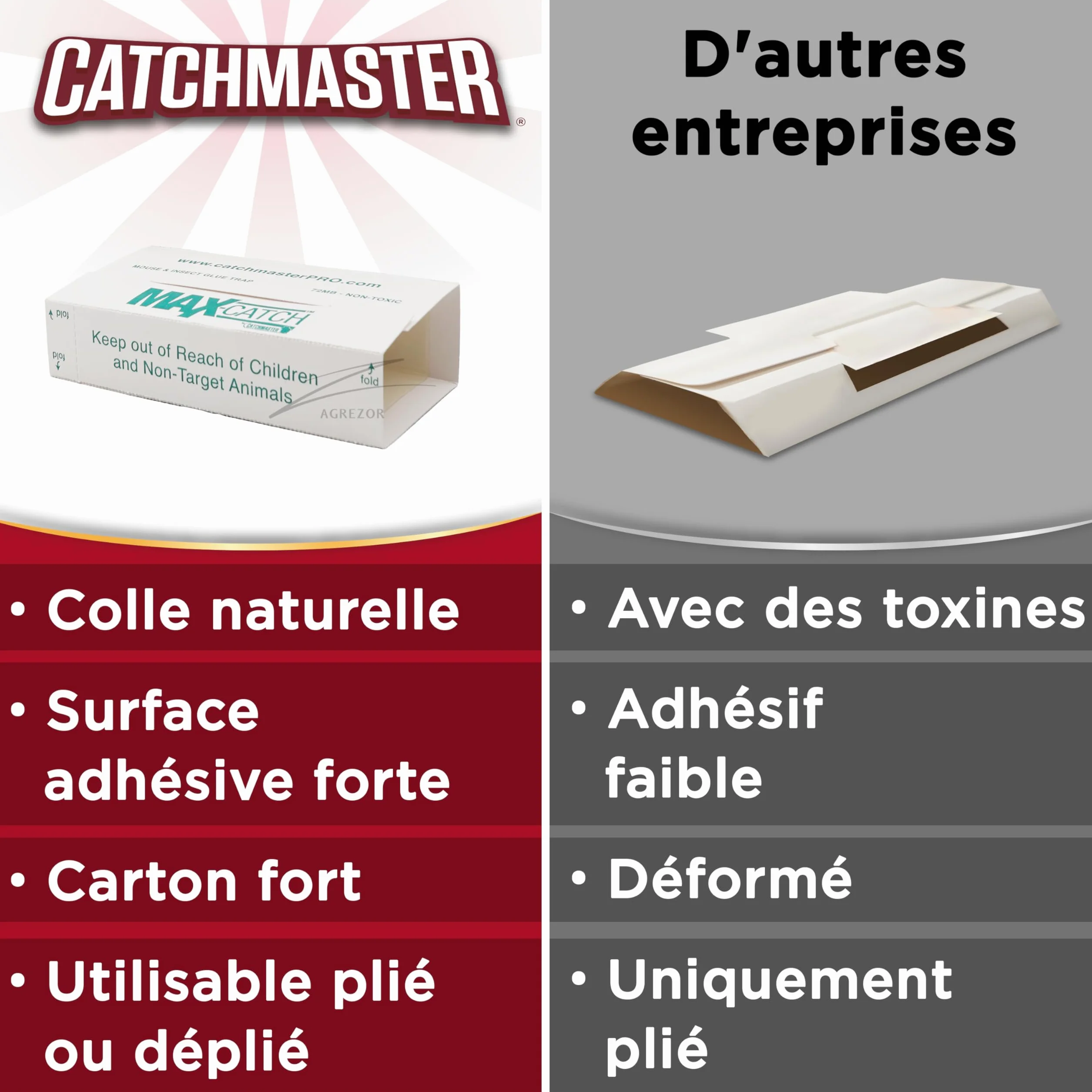 Catchmaster 72MAX Plaque Collante Souris XXL 9 Pièges à Souris avec Appât Cacahuète Non-Toxique