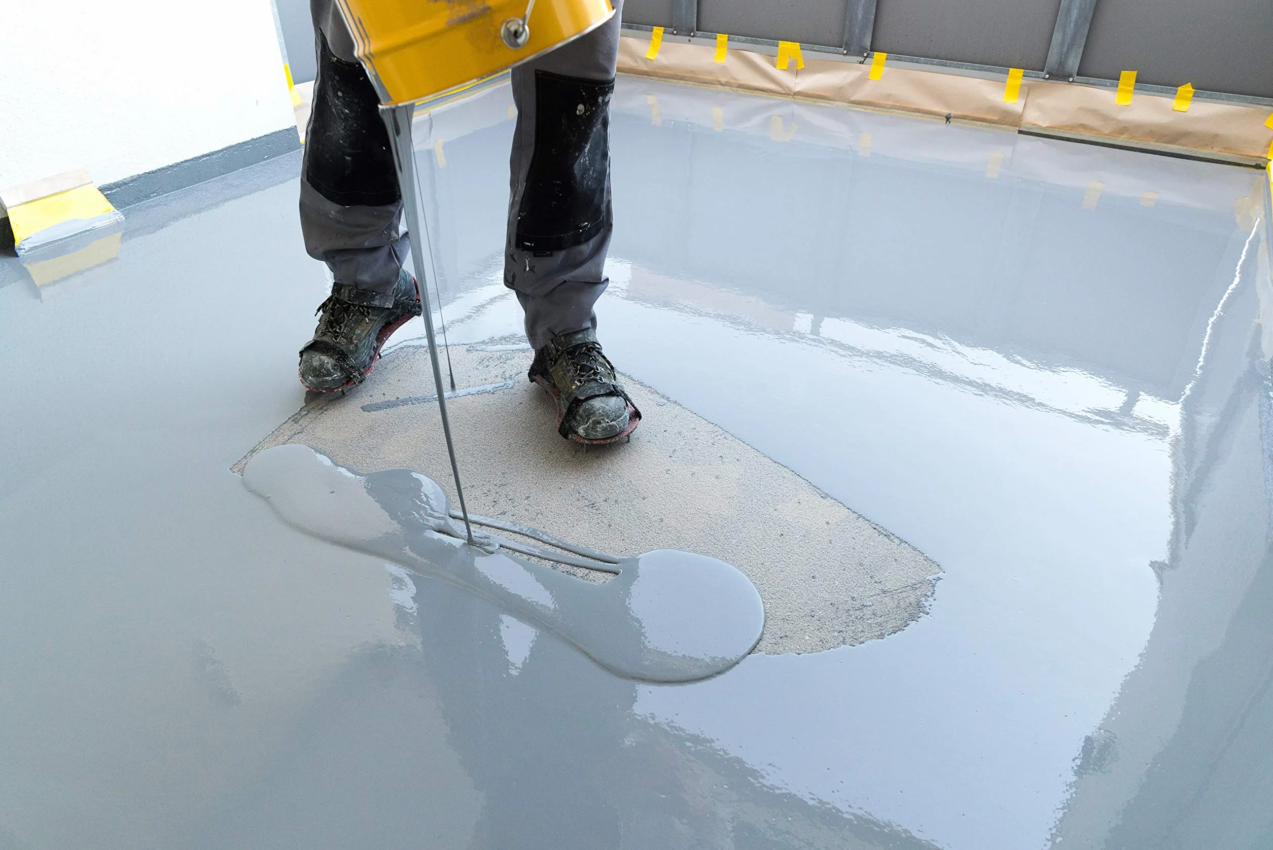 Peinture résine époxy beige 5KG pour sol en béton imperméable