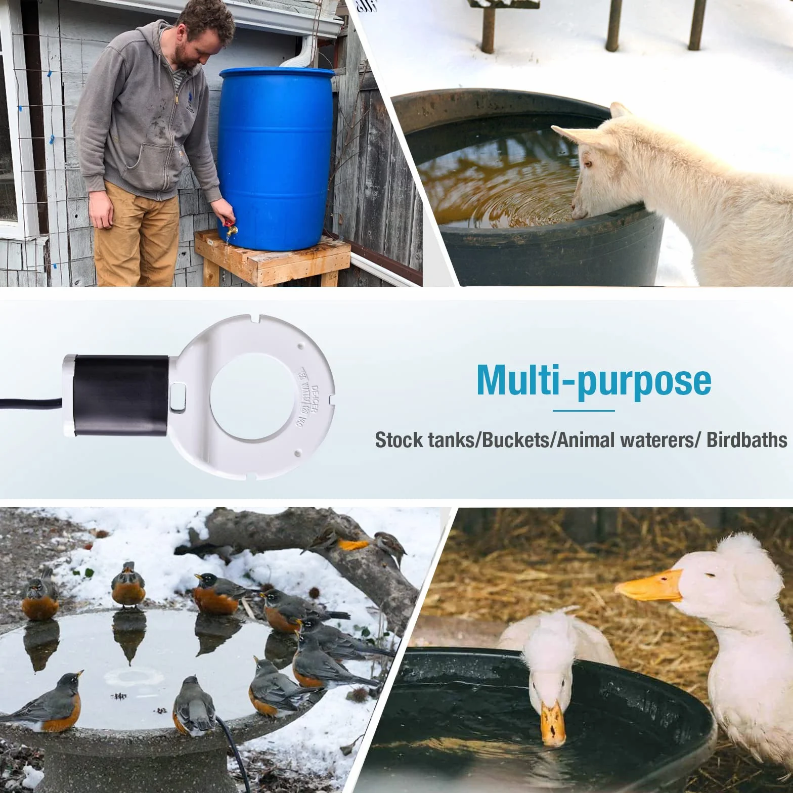 Dégivreur de ferme 250 W Chauffe-eau submersible bétail aluminium non conducteur