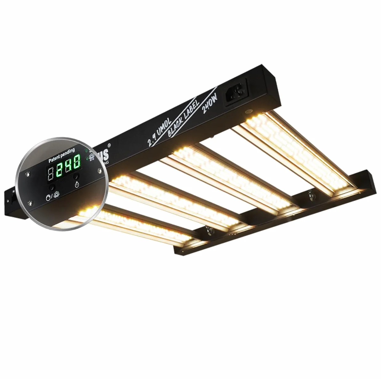 Lucius Lampe de Croissance LED 240W avec Contrôle Principal Minuterie Lever/Coucher Soleil 2,9 μmol/J Plantes Intérieur