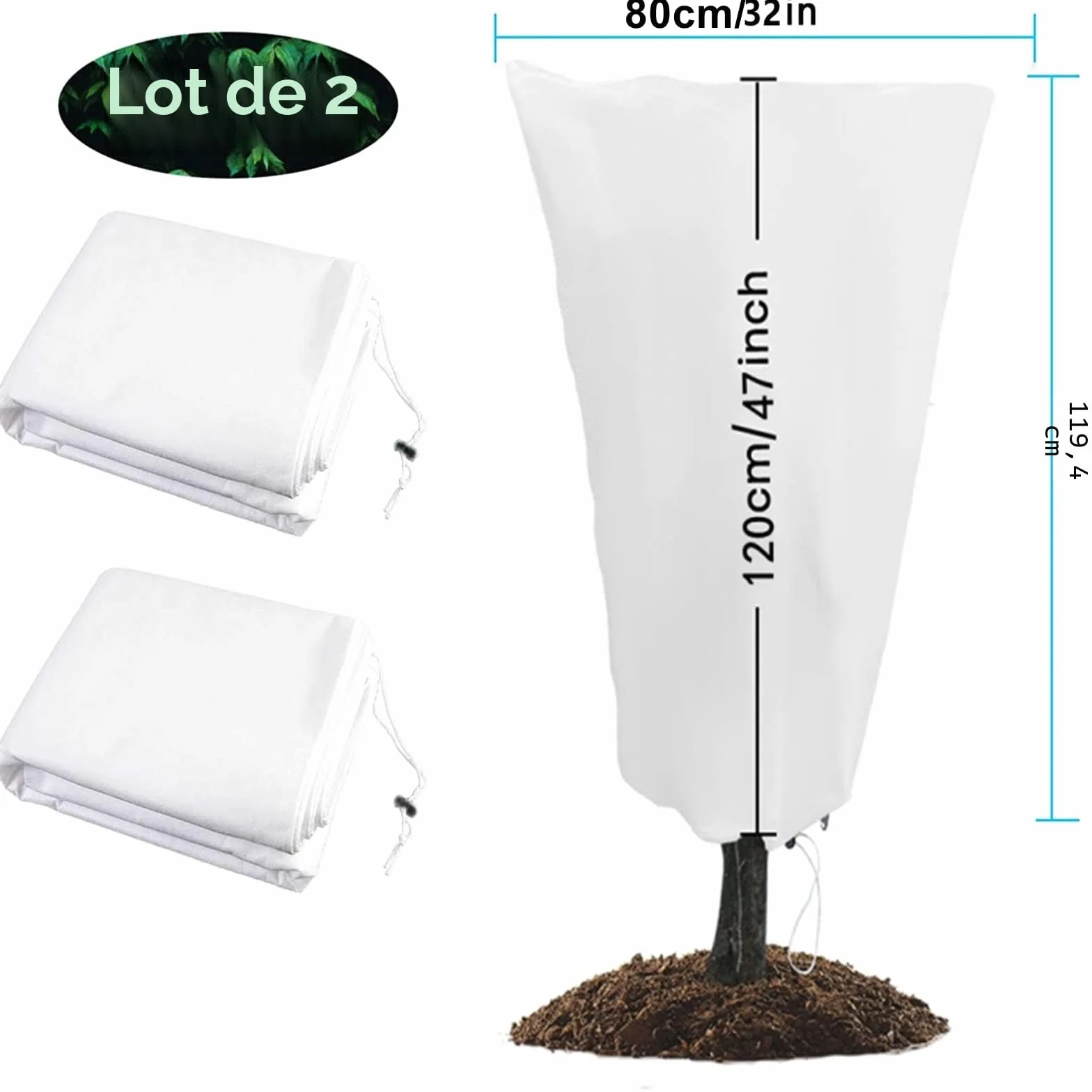 Voile Hivernage Plante Exterieur Lot de 2 Housse 80 x 120cm 60g/m² Protection Arbustes