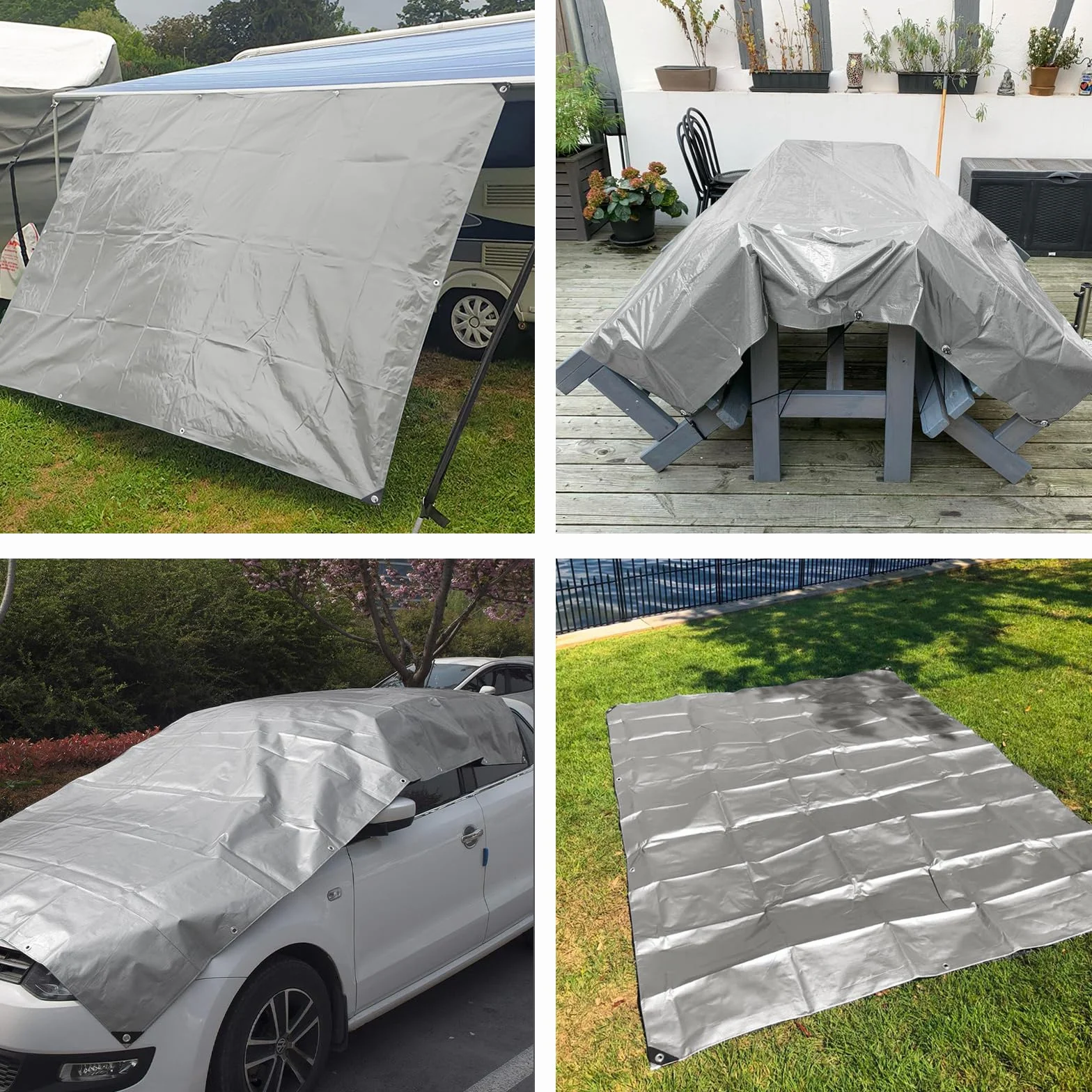 Bâche Imperméable, Bâche de Protection en Polyéthylène, UV Résistant Bache Camion, Pergola, Serre, Baches Imperméables pour Exterieur, Jardin, Tonnelle, Camping, Meubles, Argent-2x3m