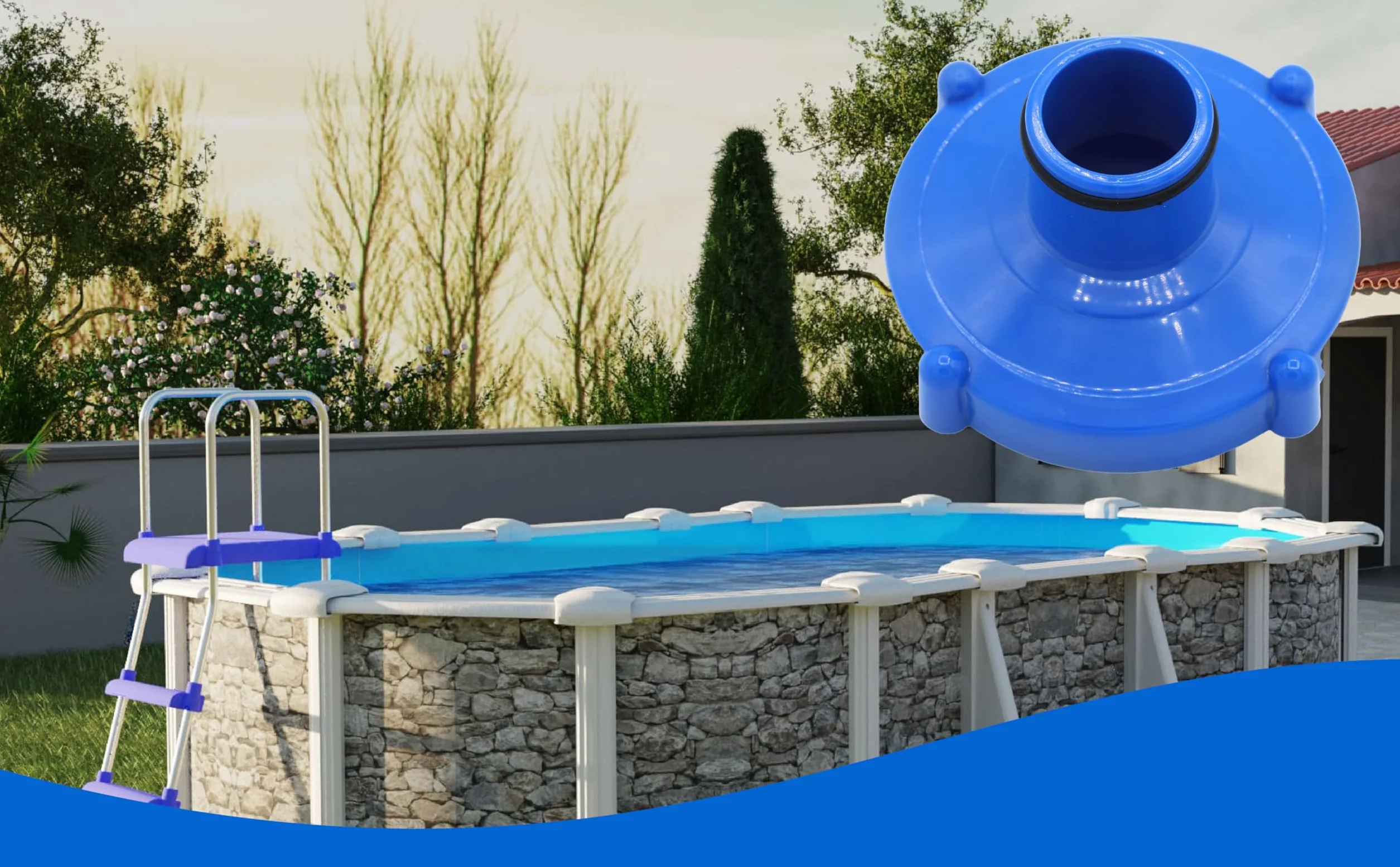 PF DOGGY Adaptateur Traîneau Raccord Vis 80 mm Tube 32 mm Bleu Compatible Filtre Intex 11070 Nettoyage Piscine
