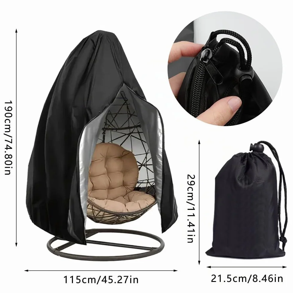 Housse de Chaise Suspendue Balancelle 210D Protection Extérieur avec Fermeture éclair