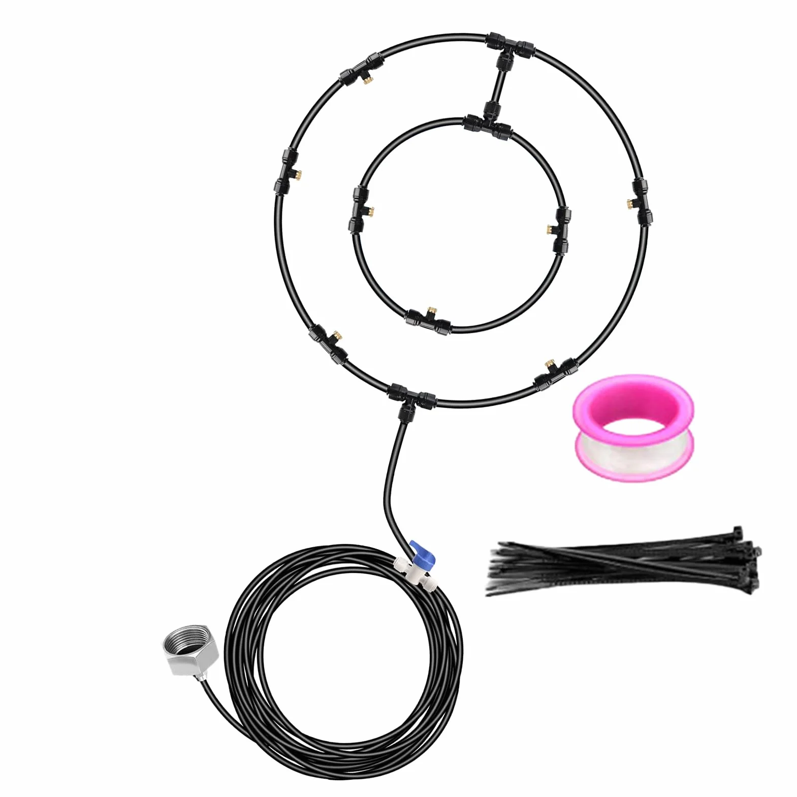 Kit de Brumisation Ventilateur pour Terrasse Extérieure avec Tuyau d’Alimentation en Eau de 8 M