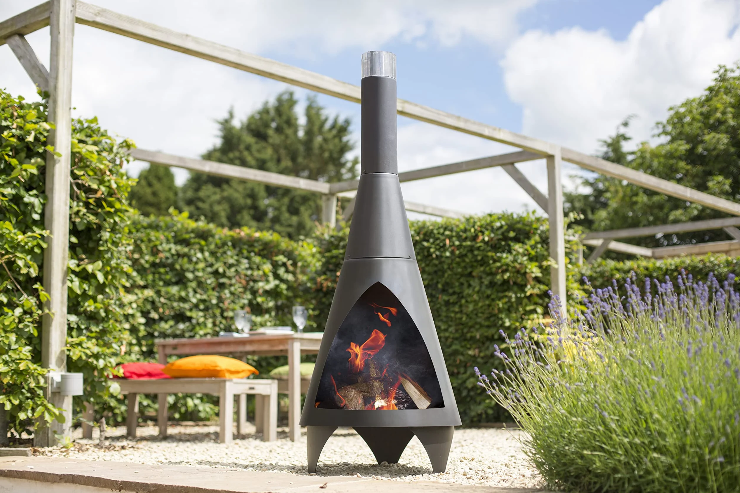 Colorado Cheminée d'extérieur chauffe-terrasse acier Noir Medium 160 cm