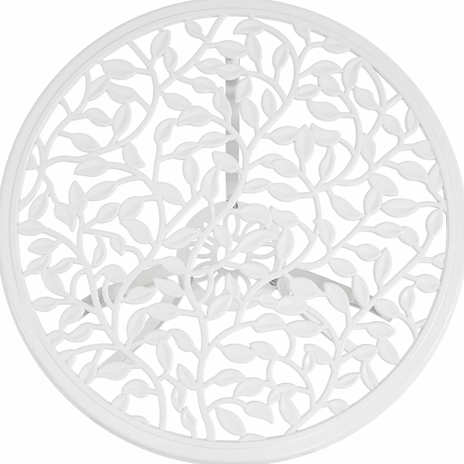 Yaheetech Ensemble de Bistrot en Métal 3 Pièces Design Vintage Feuillage Table et 2 Chaises Blanc