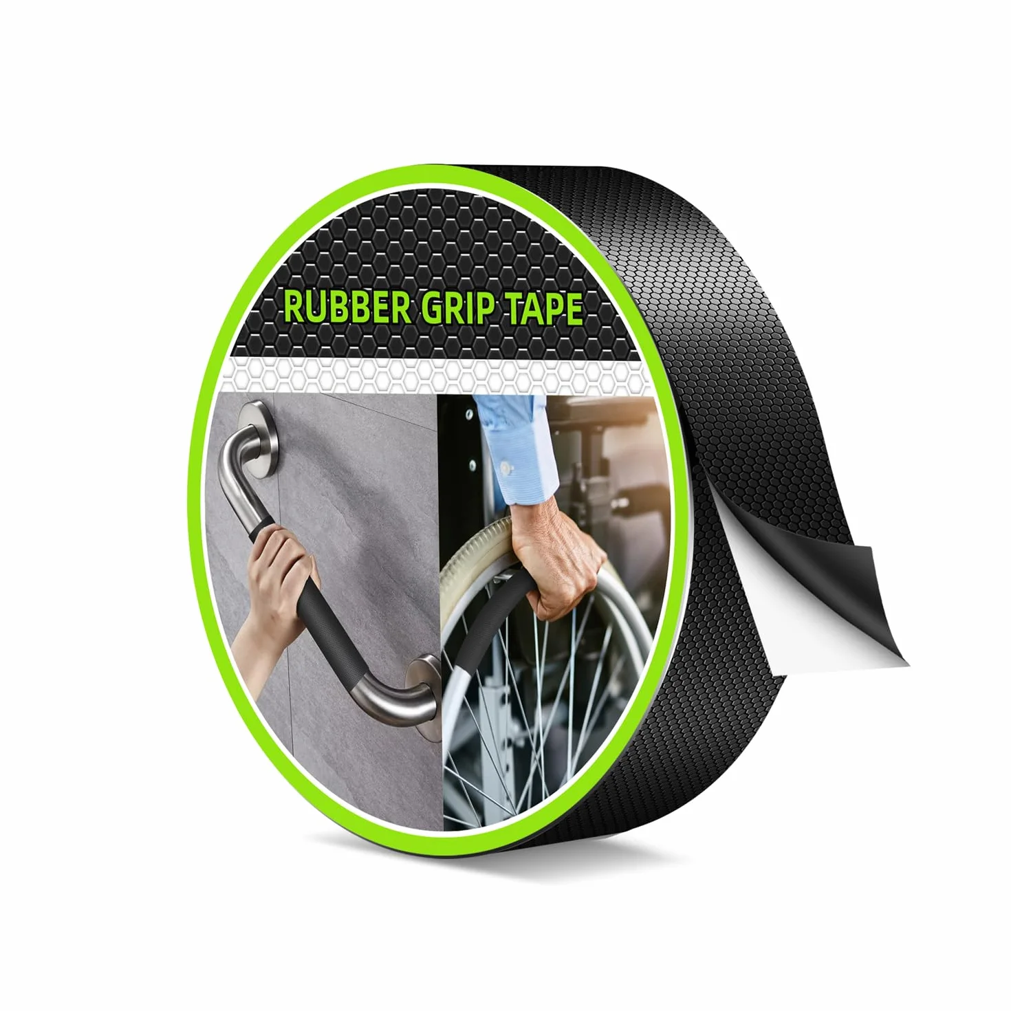 Aobrill Ruban antidérapant en caoutchouc, adhésif texturé super puissant pour un maintien sûr et une friction sûres, idéal pour les outils, gadgets, bricolage et plus encore (noir, 2,5 cm x 3 m)