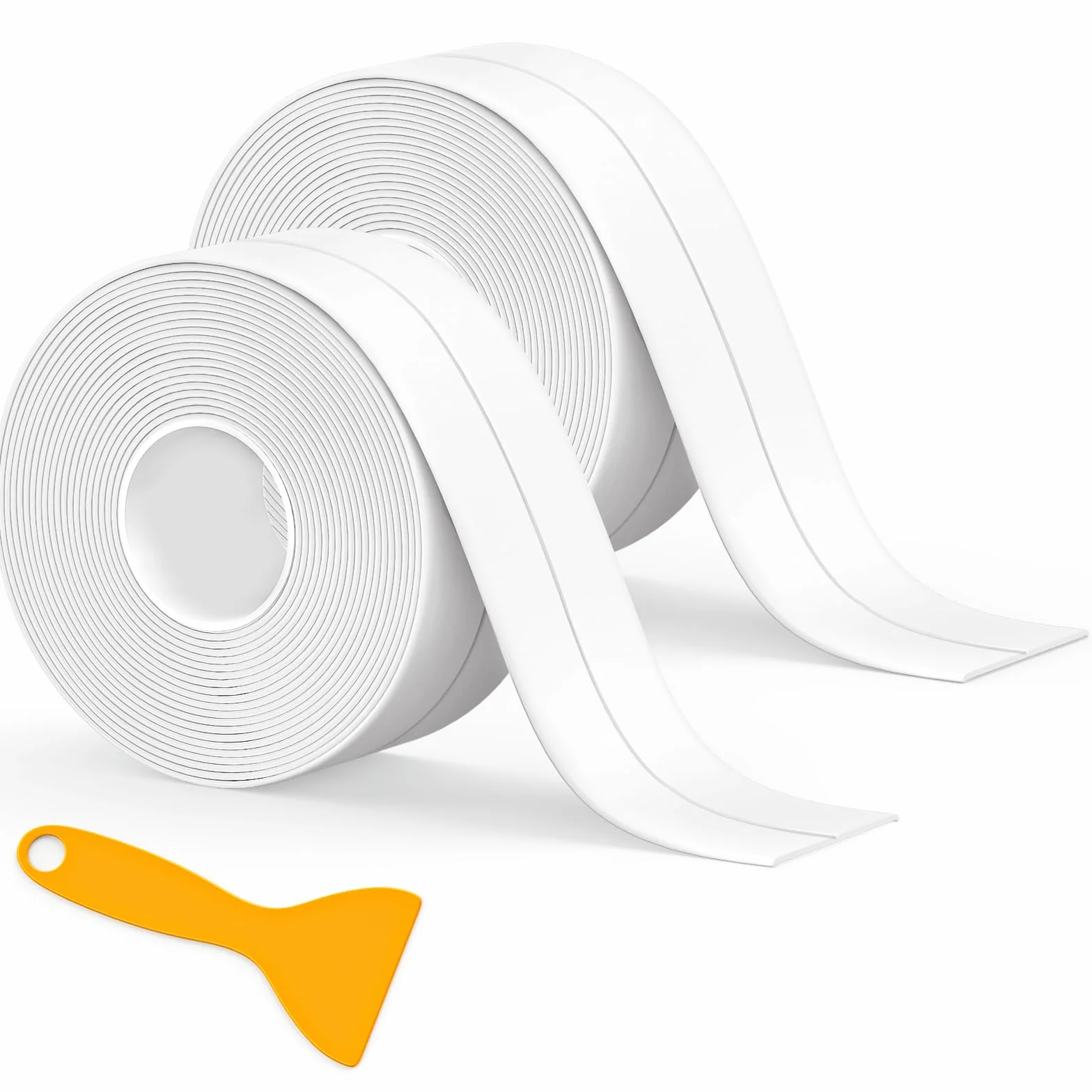 Fixmend Joint Salle de Bain, 2 Rouleaux Silicone Blanc Ruban Auto-Adhésif, Joint Baignoire - Bande d'Étanchéité pour Salle de Bain, Cuisine et Bien Plus (320 * 3,8 Cm)