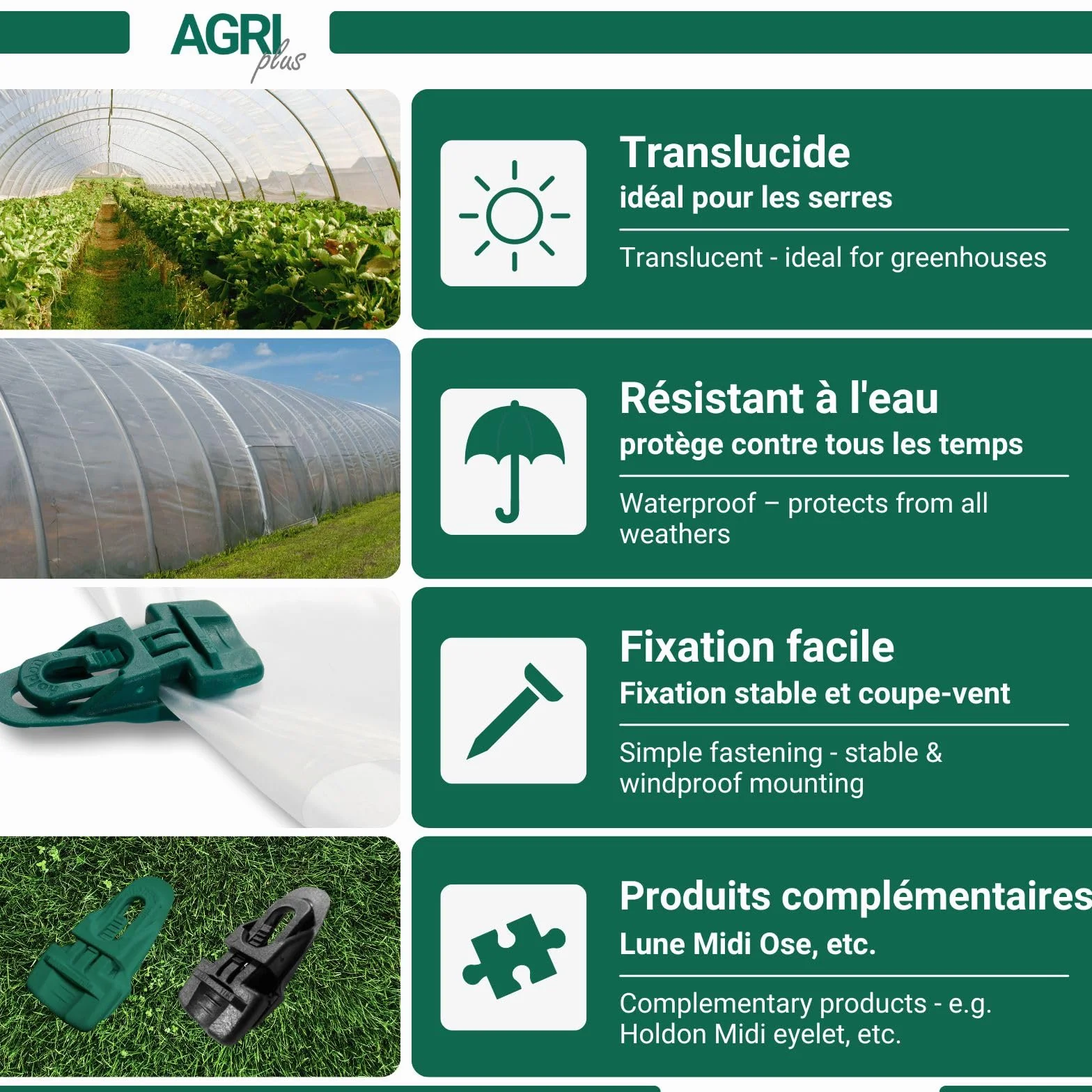 AGRI plus Film de Serre 2 x 25 m bâche de Protection résistant aux UV 0,150 mm