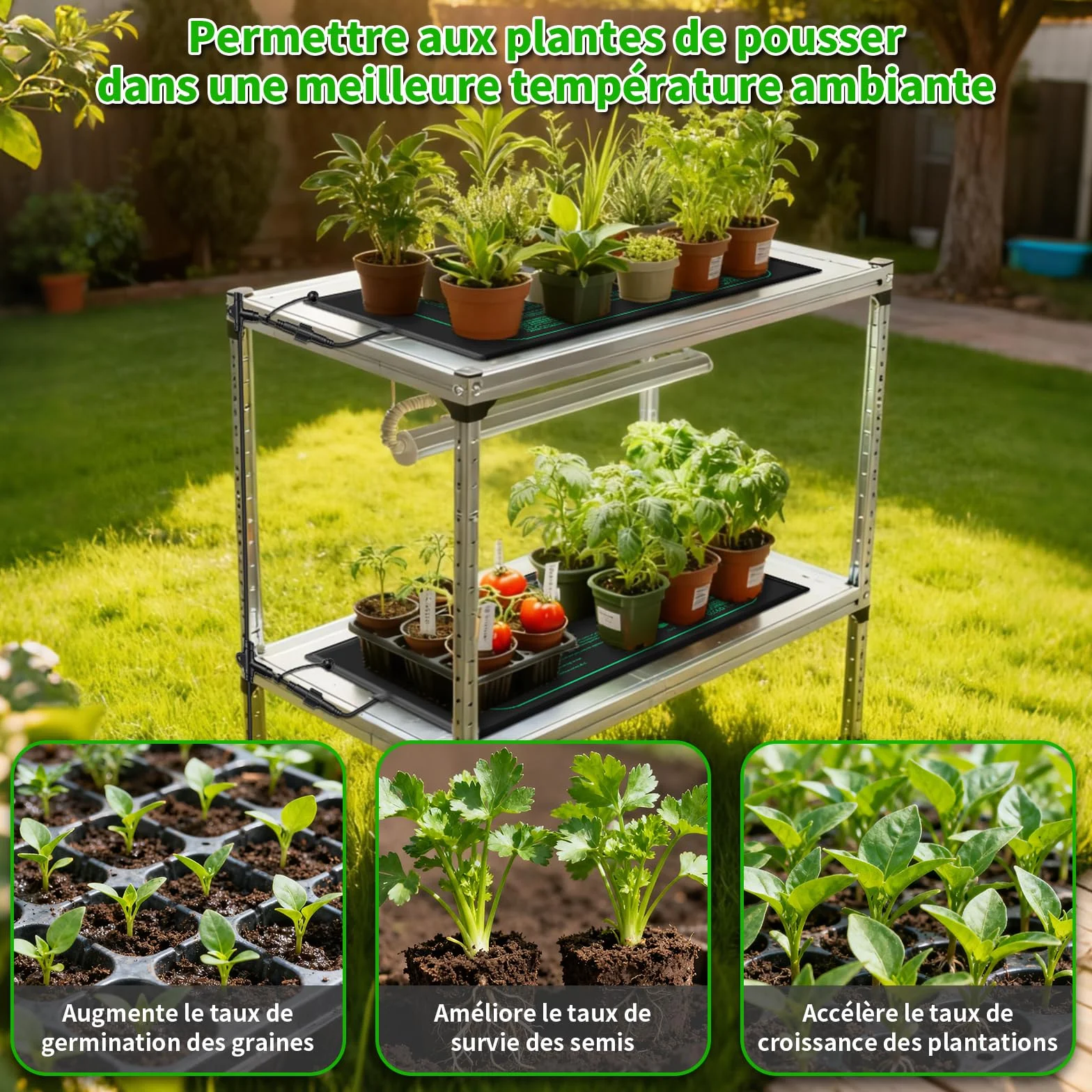 Tapis Chauffants Terrarium 2x 30W avec Contrôleur PVC IP67 Étanche 20-45°C 20×10 inch