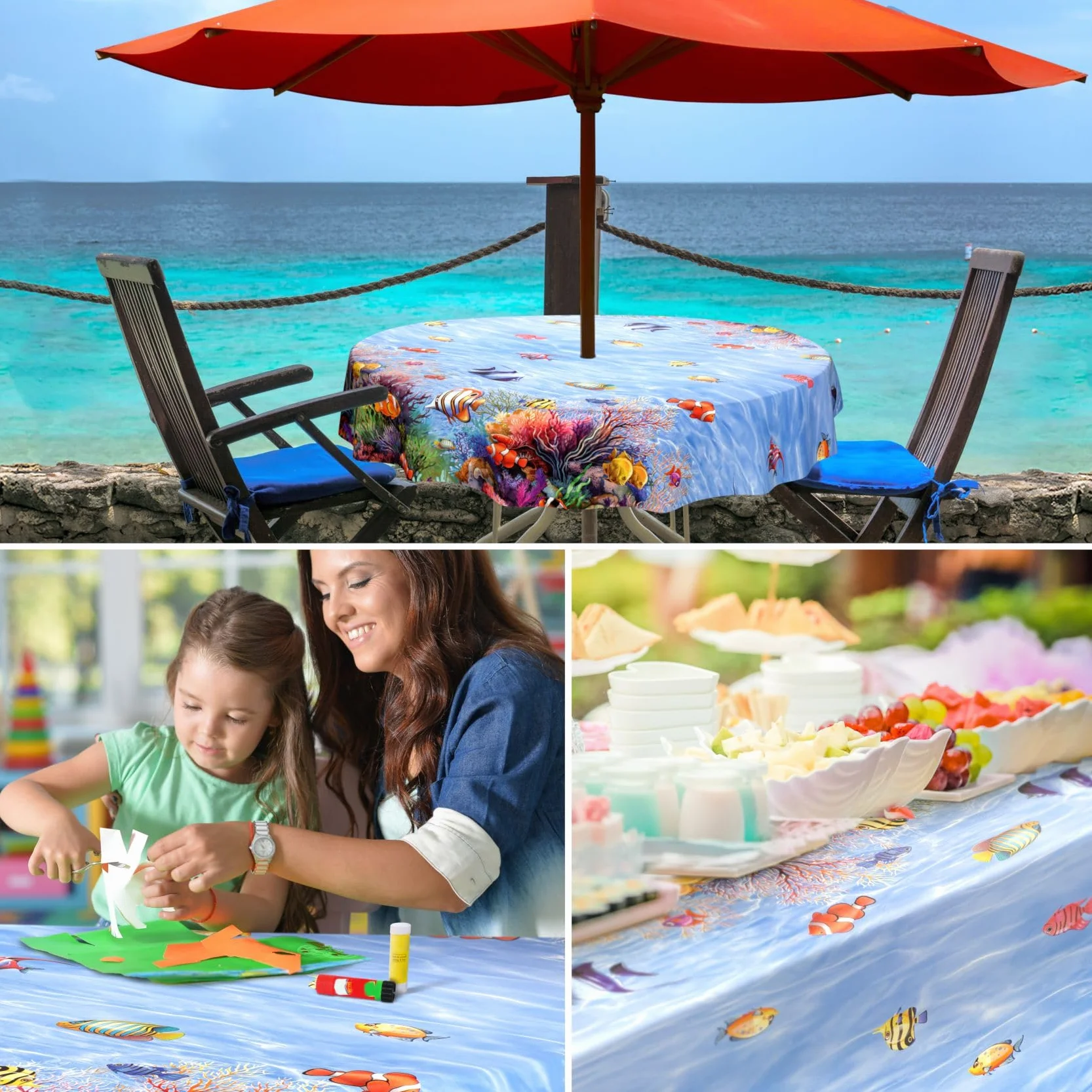 Nappe en Toile cirée Lavable Ronde 140 cm pour Table de Jardin Extérieur Intérieur