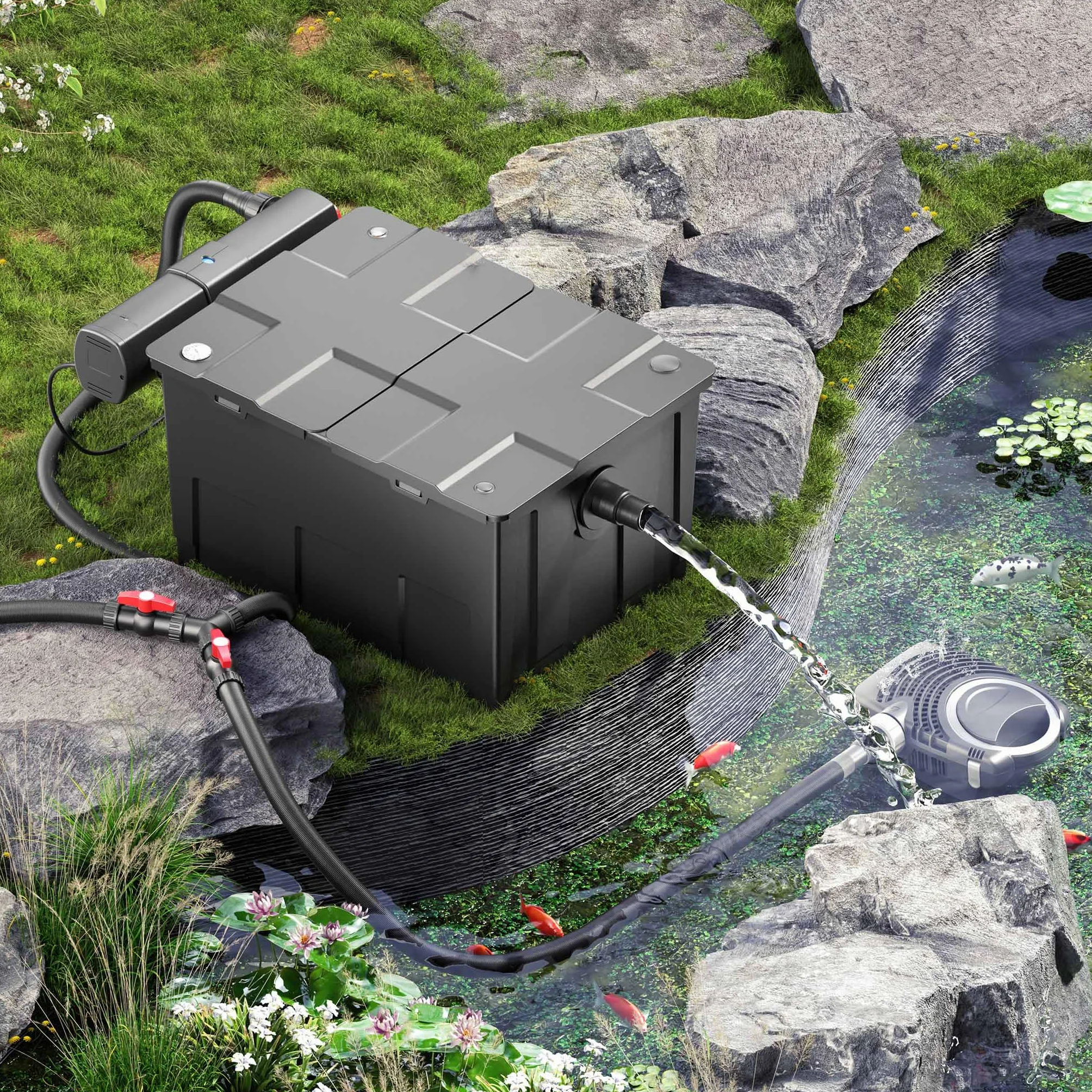 SunSun CBF-550 Filtre de bassin 60000L Biologique NEO10000 Pompe 10000l/h 80W CUV-236 Lampe UV 36W Clarificateur
