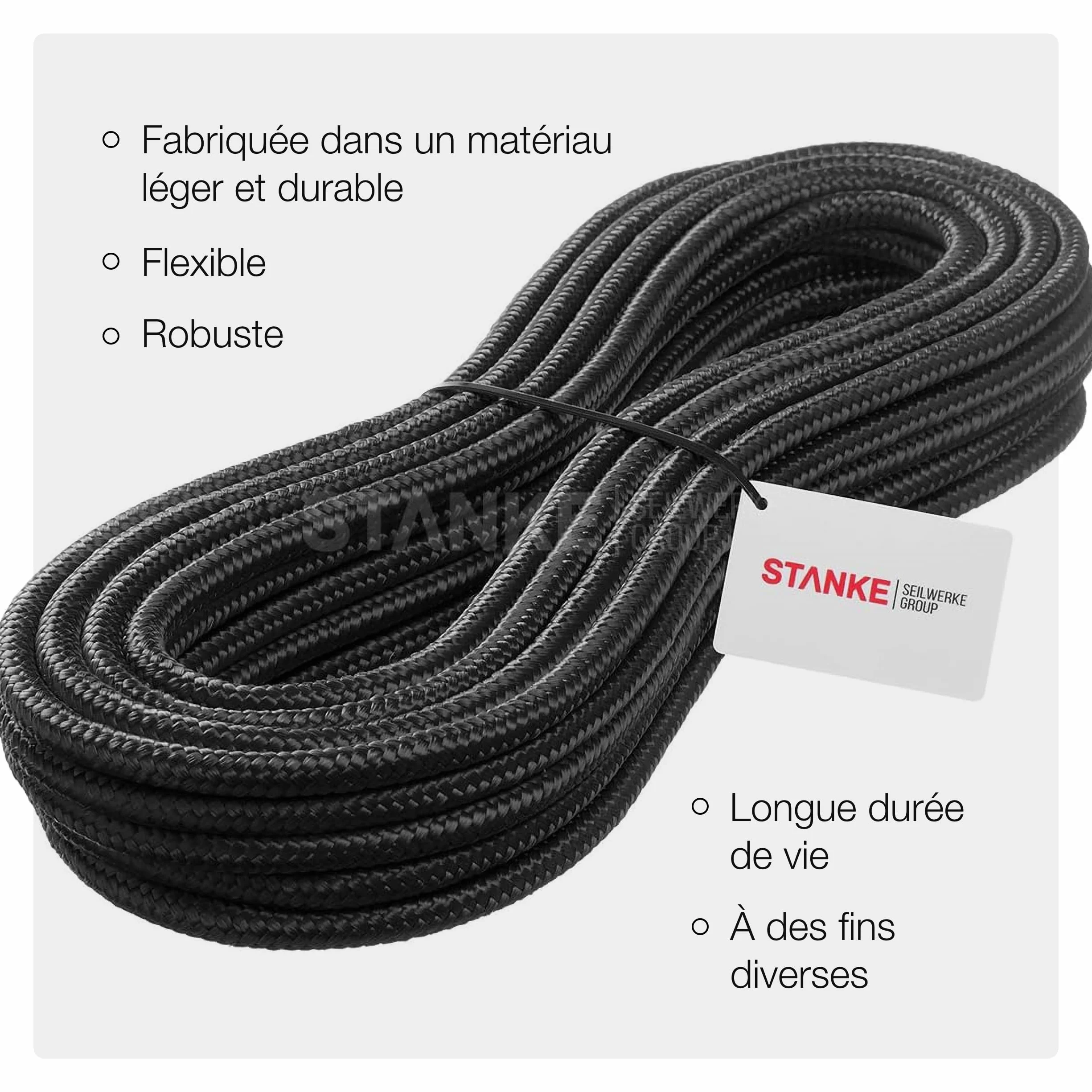 Seilwerk STANKE Corde polypropylène Noir 4mm 10m - Ficelle Jardin pour Attacher Les tomates - Corde extérieur de Camping - Cordelette résistante aux UV