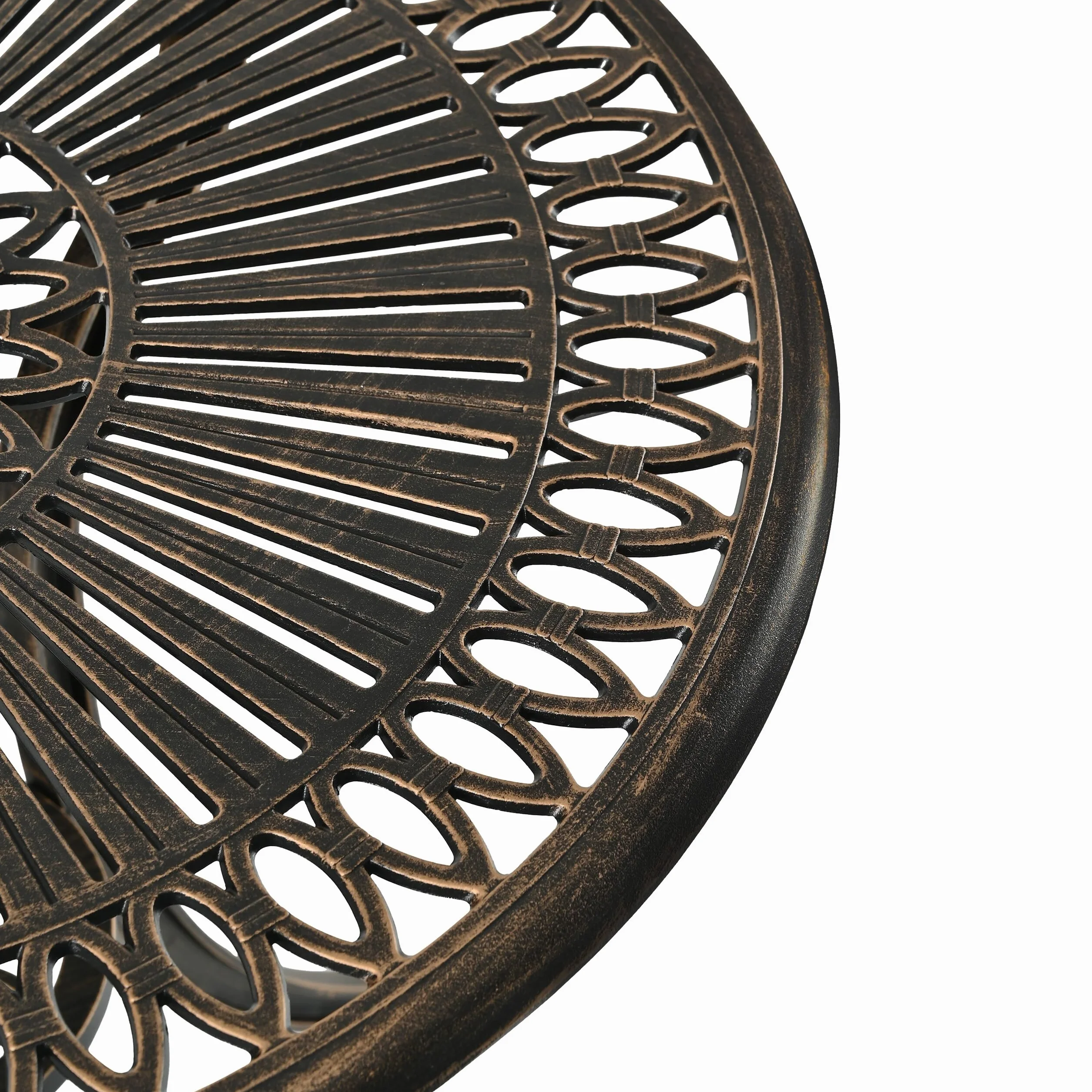 Relaxdays Table de Jardin Ronde 65 x 60 cm Alu Résistant aux Intempéries Noir/Bronze