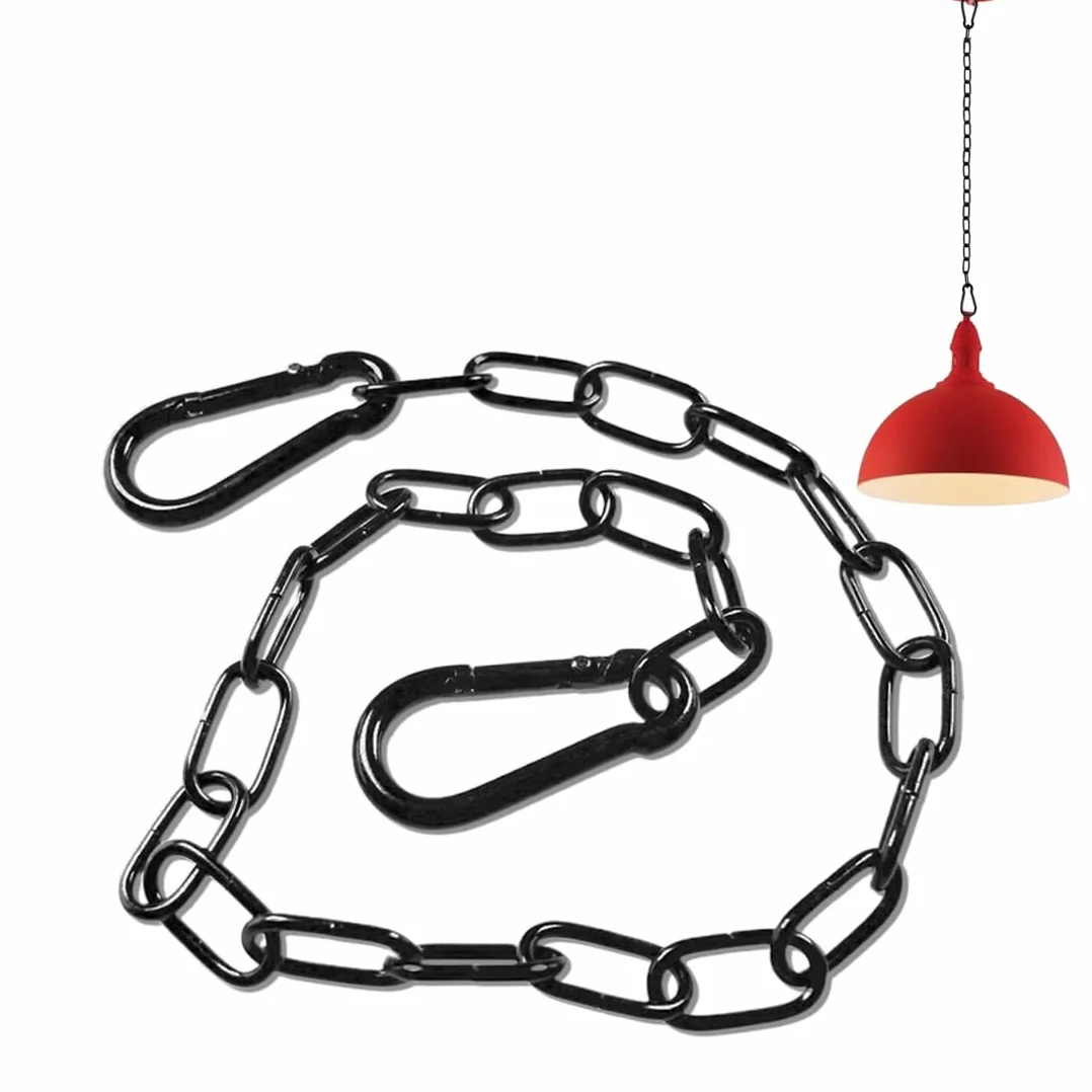 Chaîne noire en acier inoxydable de 0,6 m - Chaînes en acier inoxydable -Chaîne à maillons avec mousqueton - Chaîne en acier inoxydable - Pour portes de clôture, portails de cages pour animaux de