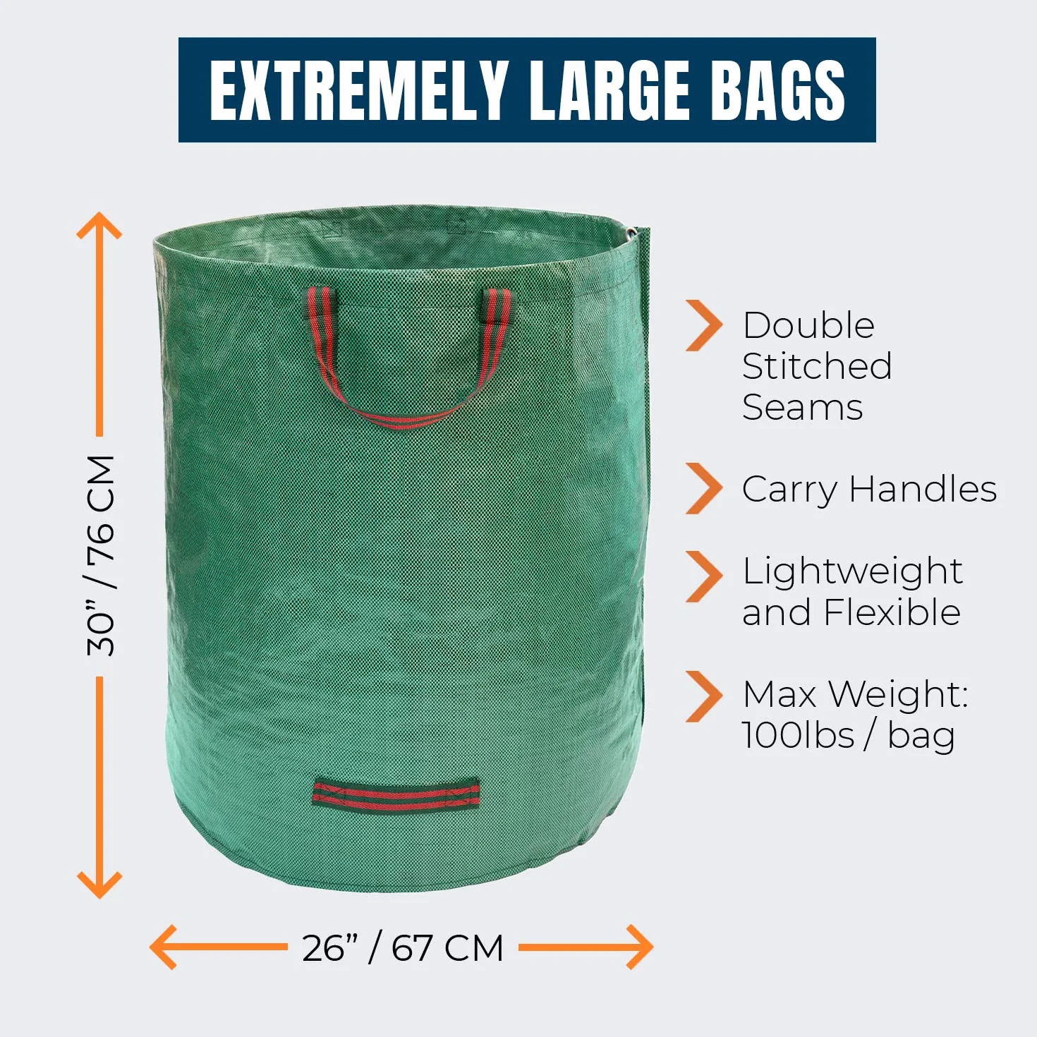 MEKKAPRO Sacs de jardin 272 L réutilisables Lot de 3 - Sac à déchets verts résistant