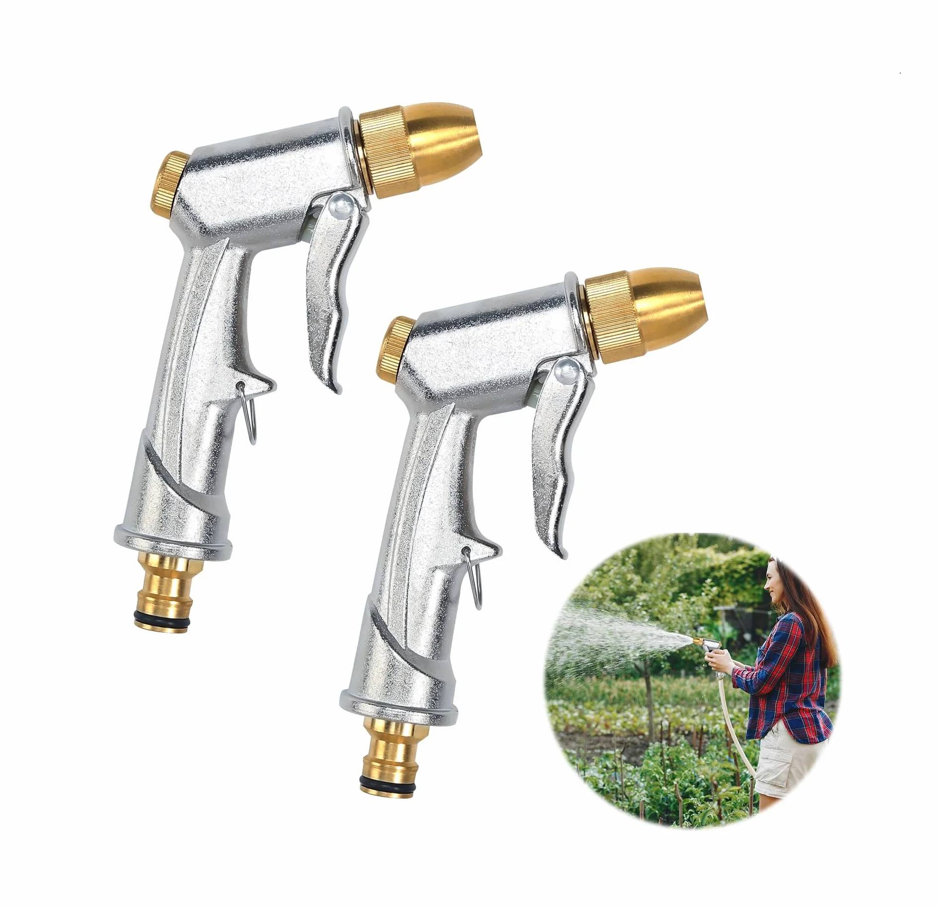 Pistolet pulvérisateur en métal pour tuyau d'arrosage résistant, lavage de voiture et animaux domestiques