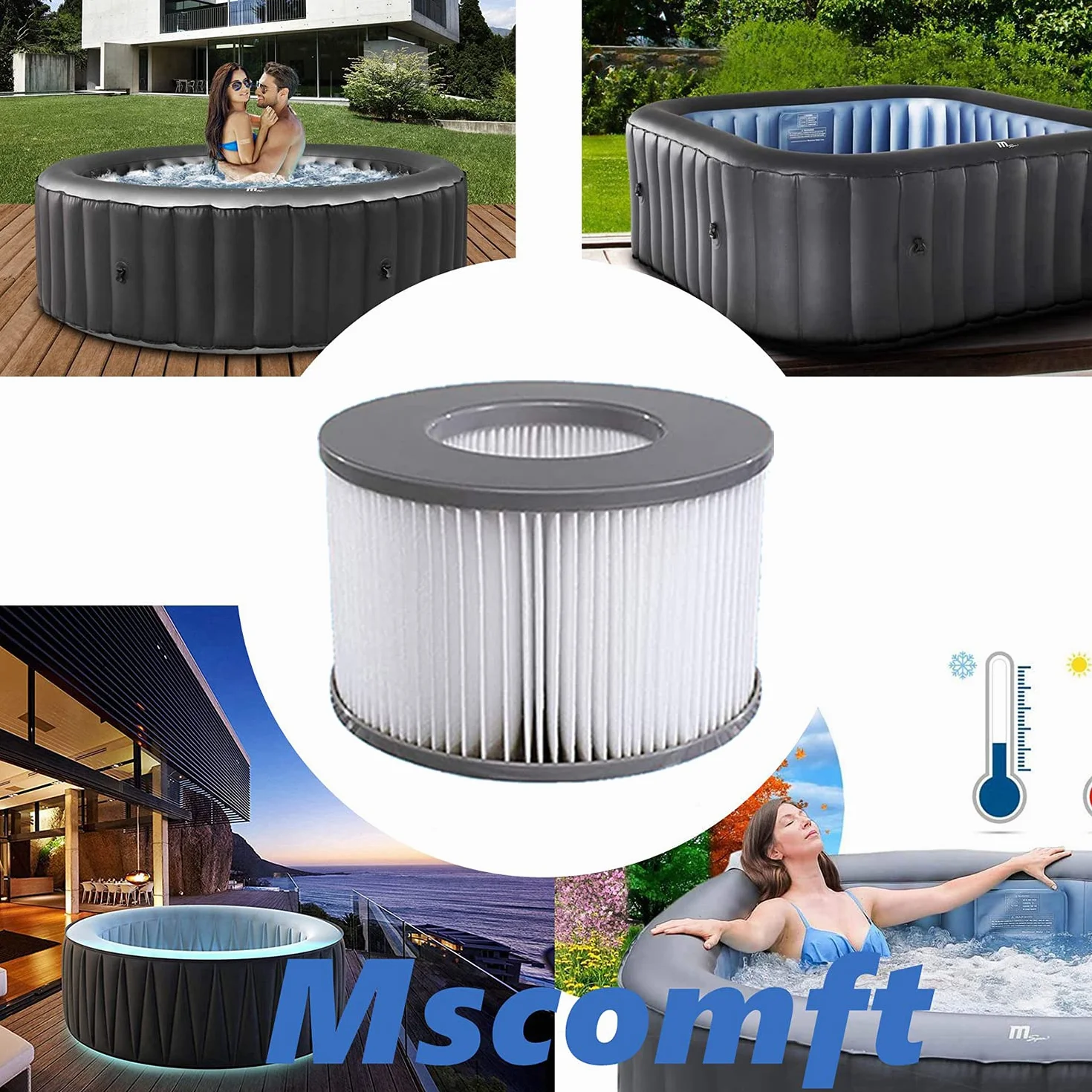 Filtre Spa Lite pour MSPA Whirlpoal - Cartouche Filtrante 4 Pièces Modèle 2020
