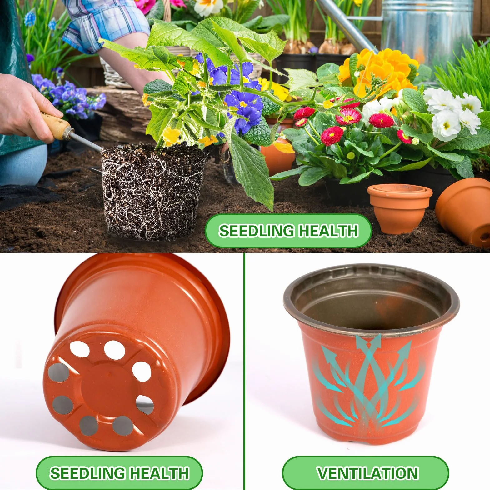Purpledi 100 Pcs 10CM Pots de Fleurs en Plastique avec Étiquettes, Gobelets de Semis, Godets de Repiquage