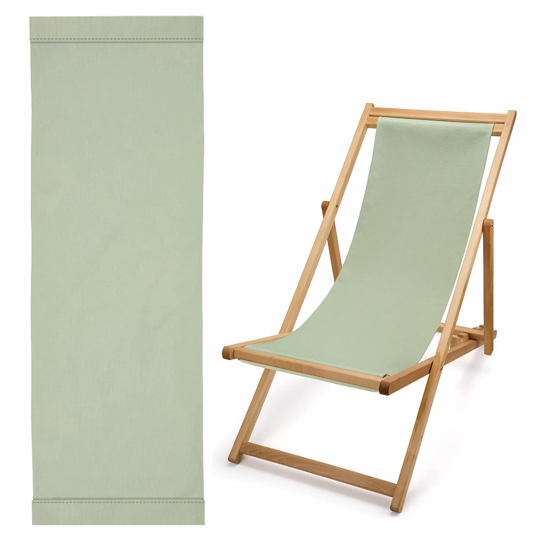 La Cordeline Toile de Transat 125x43 cm, Tissus de Rechange pour Chilienne Coton Vert Tilleul