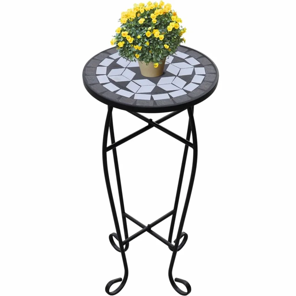 vidaXL Table d'appoint Mosaïque Noir et Blanc