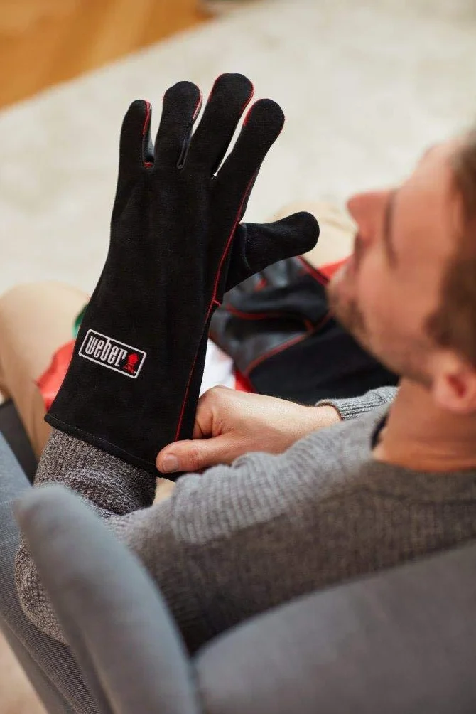 Weber Gants barbecue cuir résistants chaleur Noir