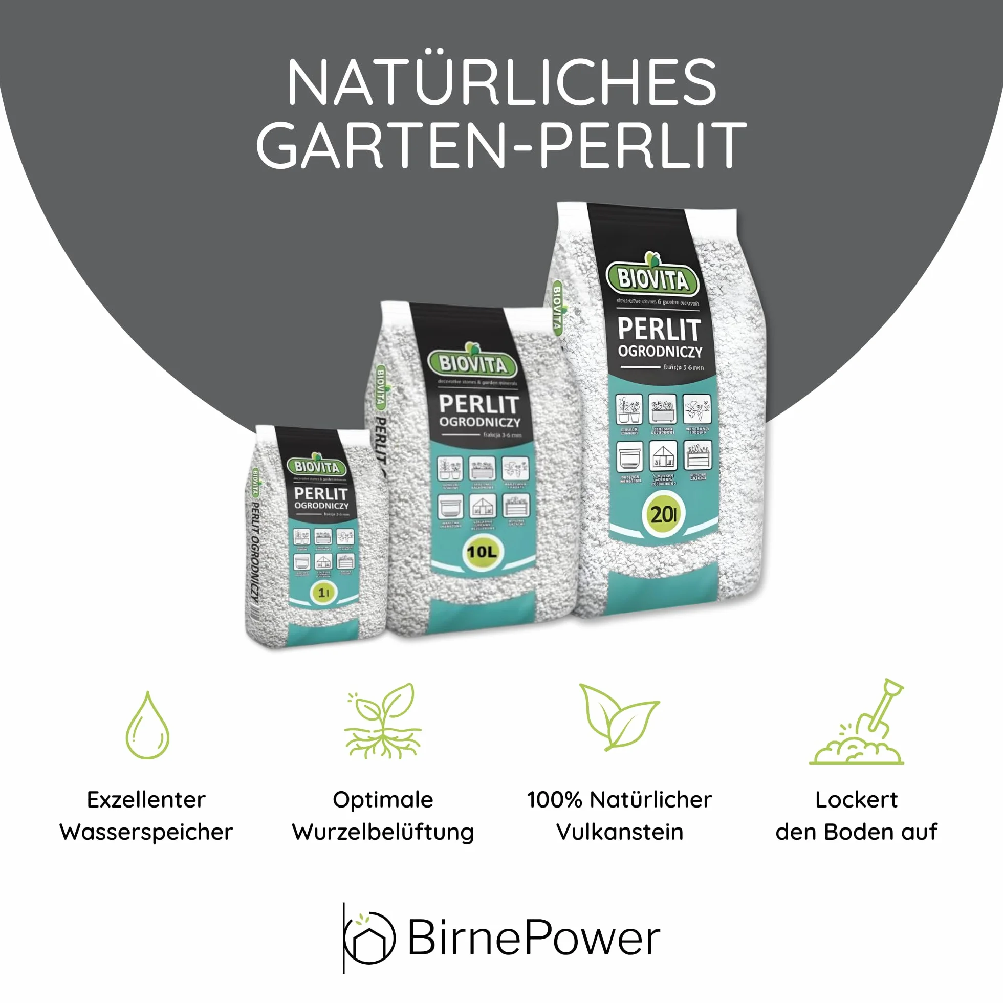 Perlite Horticole 10L BIOV, Substrat de Culture pour Drainage et Rétention d'eau, Granulométrie 2-6mm
