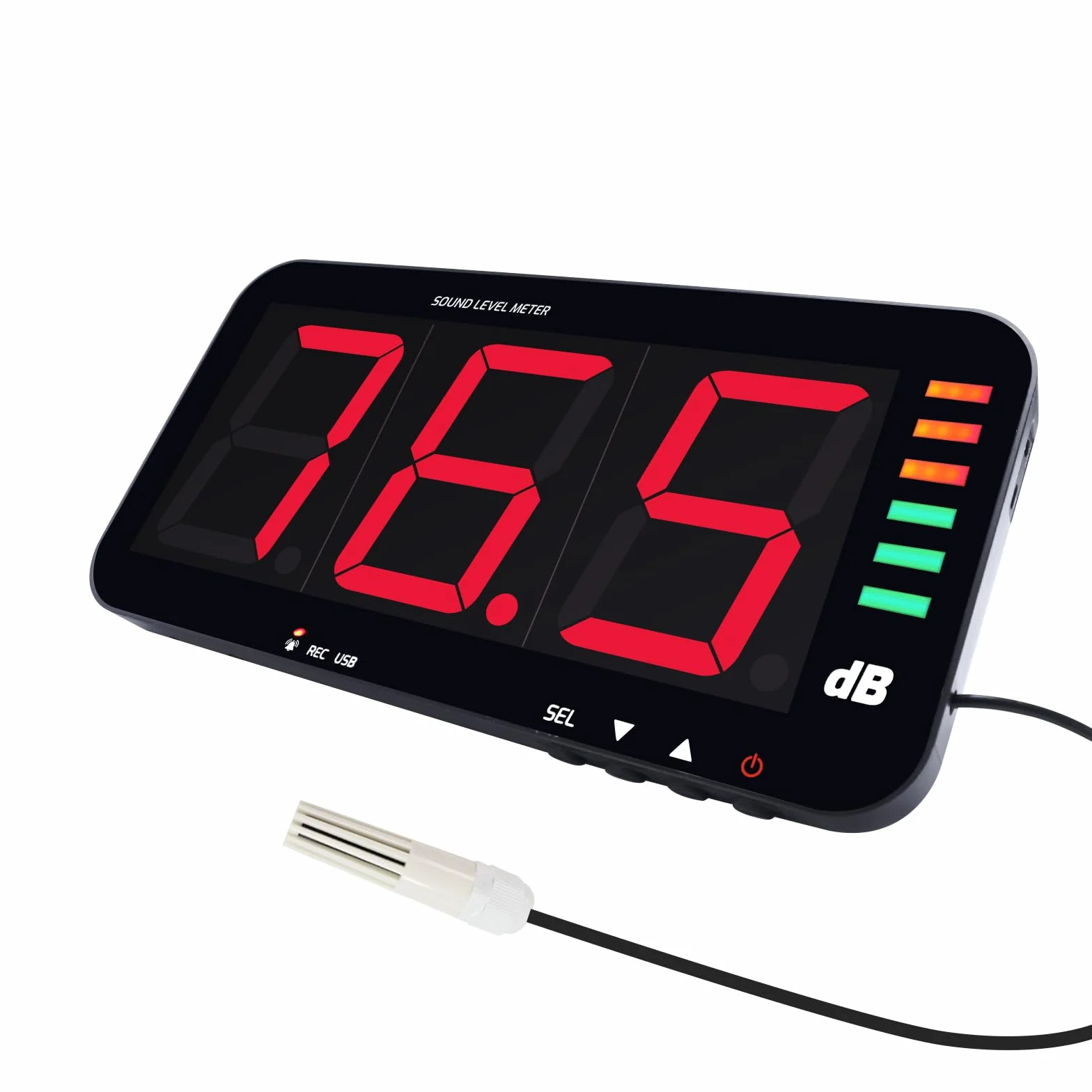 Sonomètre Numérique Mural (30 à 130 dB) Avec écran de 13 Pouces, Fonction D'enregistrement des Données et Alarme de Bruit, Compatible avec Une Connexion PC