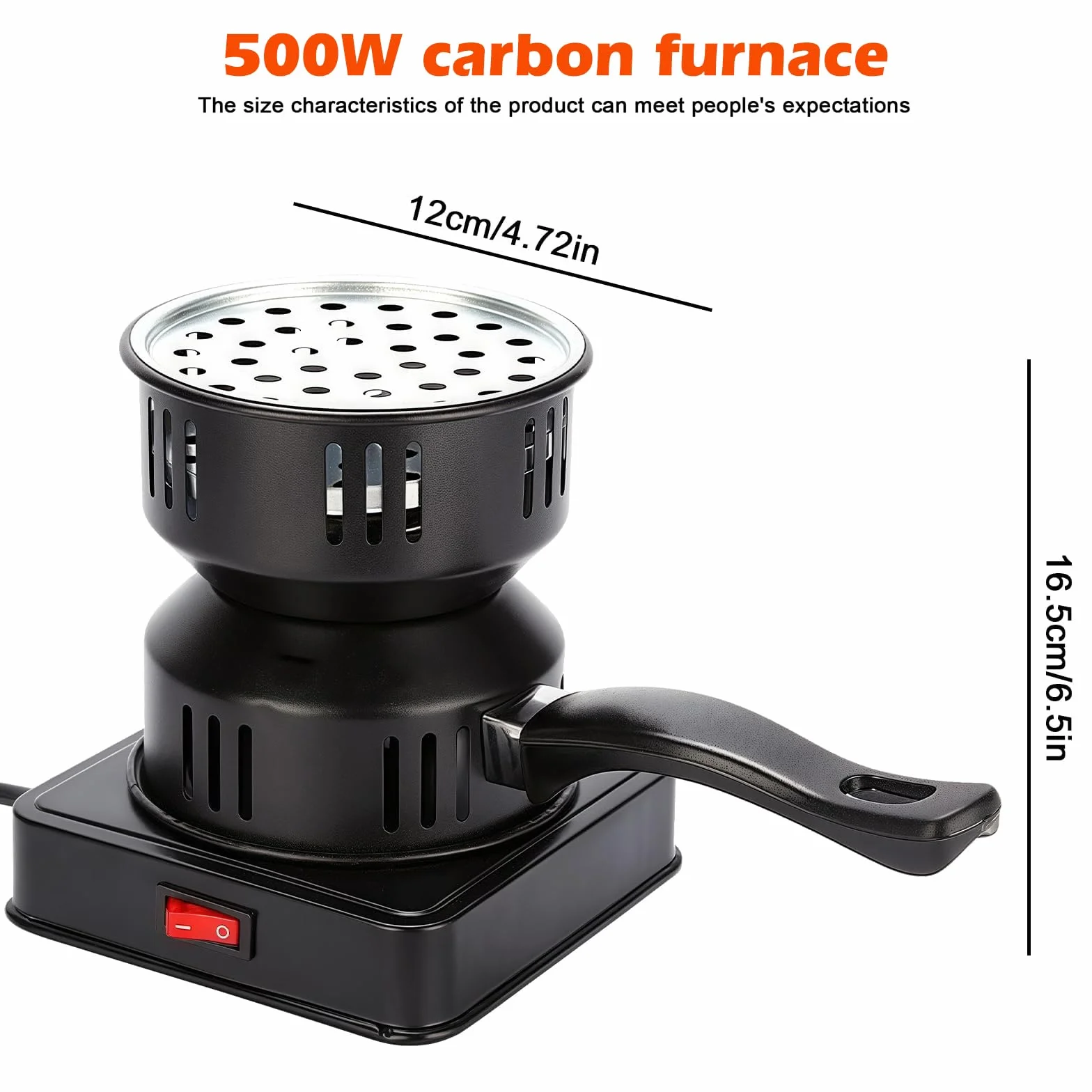 Briquet à charbon électrique 500 W avec long câble et poignée de transport