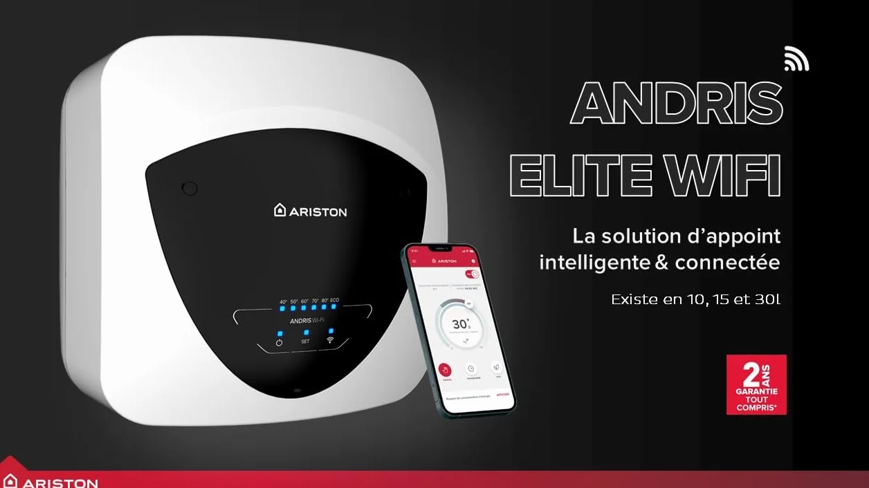 Ariston ANDRIS ELITE WIFI 15L Chauffe-eau électrique sur-évier 13% d’Economies d’Energie
