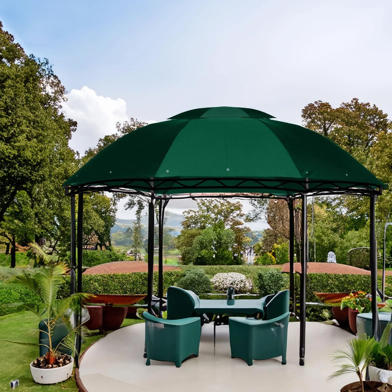 Pavillon de jardin PVC 350 cm panama étanche toit de rechange modèle 2