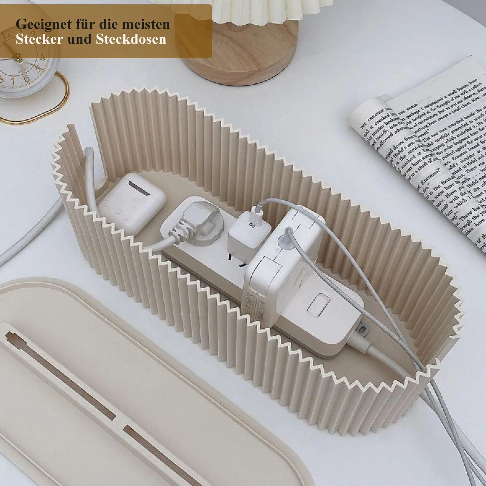 Boîte d'organisation de câbles - Organisateur de bande d'alimentation, boîte à câbles, cacher et dissimuler les multiprises et les câbles d'alimentation devant les téléviseurs, ordinateurs et