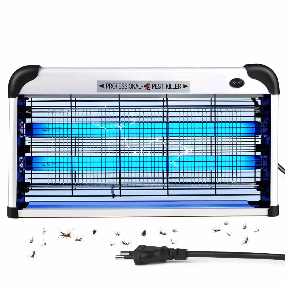 Lampe Anti Moustique Exterieur 3500V Tue Mouche Electrique UV 30W Grille de Securite