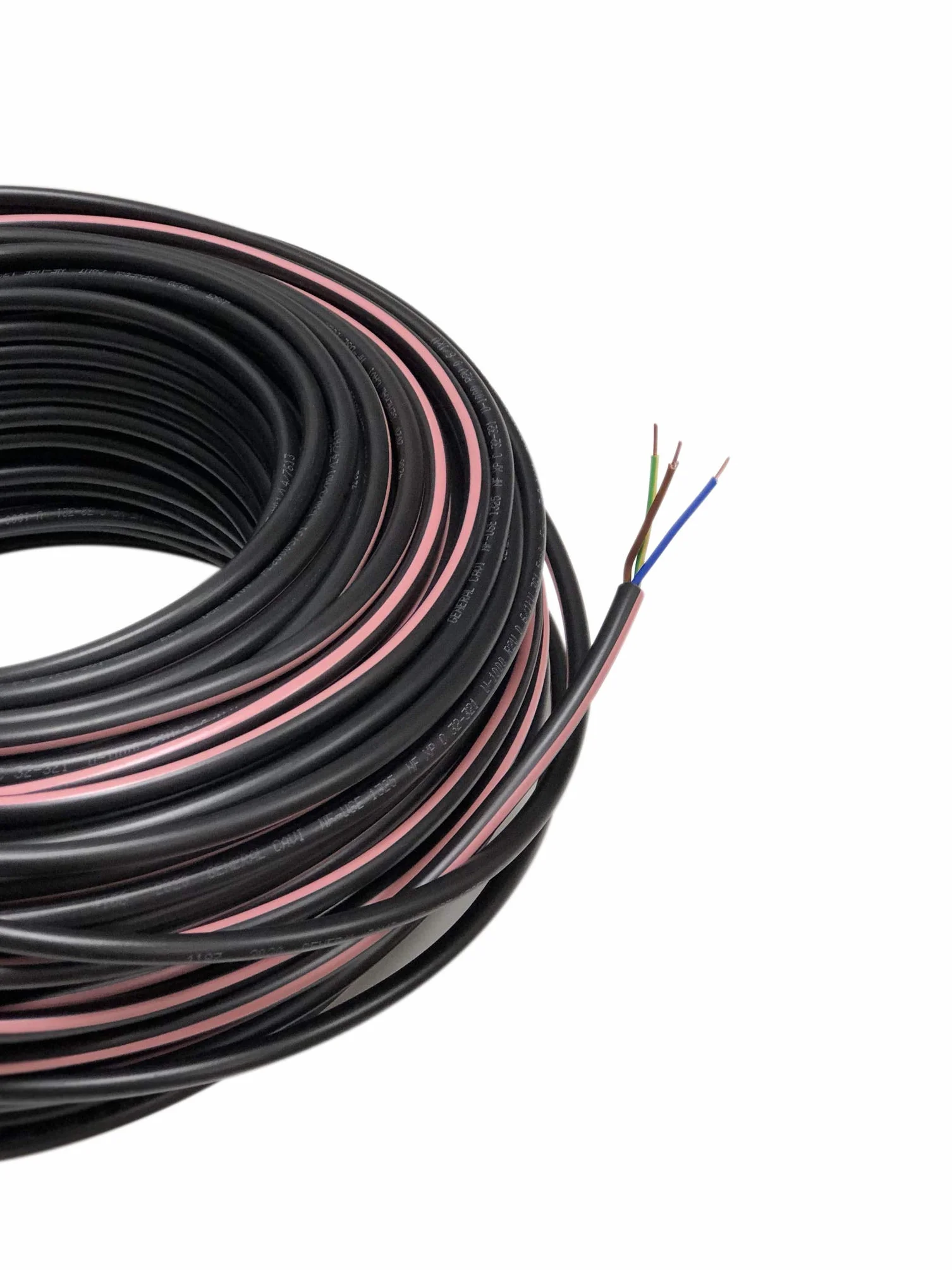 50 m de Câble électrique 3G1.5 / RO2V - utilisation intérieur/extérieur - rouleau/couronne de câble noir - longueur au choix 1m, 5m, 10m, 25m, 30m, 50m, 100m