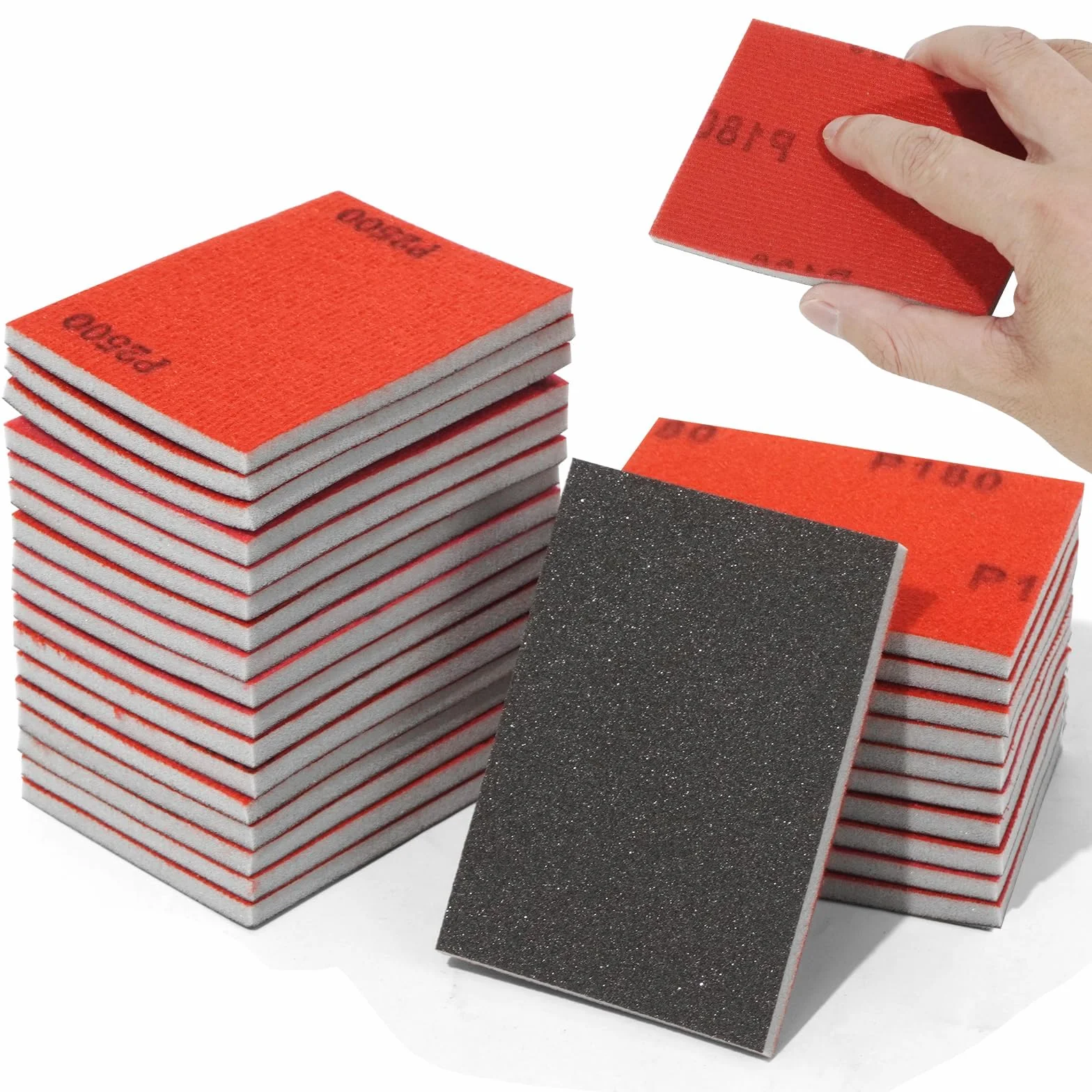 Lot de 28 éponges abrasives humides et sèches, grain 180-3000, polissage bois métal