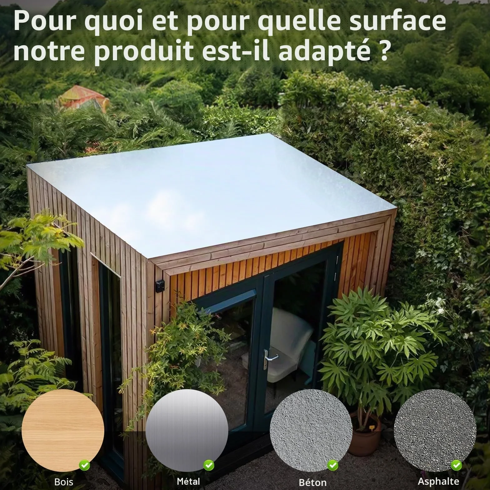 1 film de toiture en aluminium de 5 m, 5 m², adhésif bitumé autocollant pour abris de jardin, abris de voiture et abris de jardin, résistant aux UV et imperméable, gris argenté
