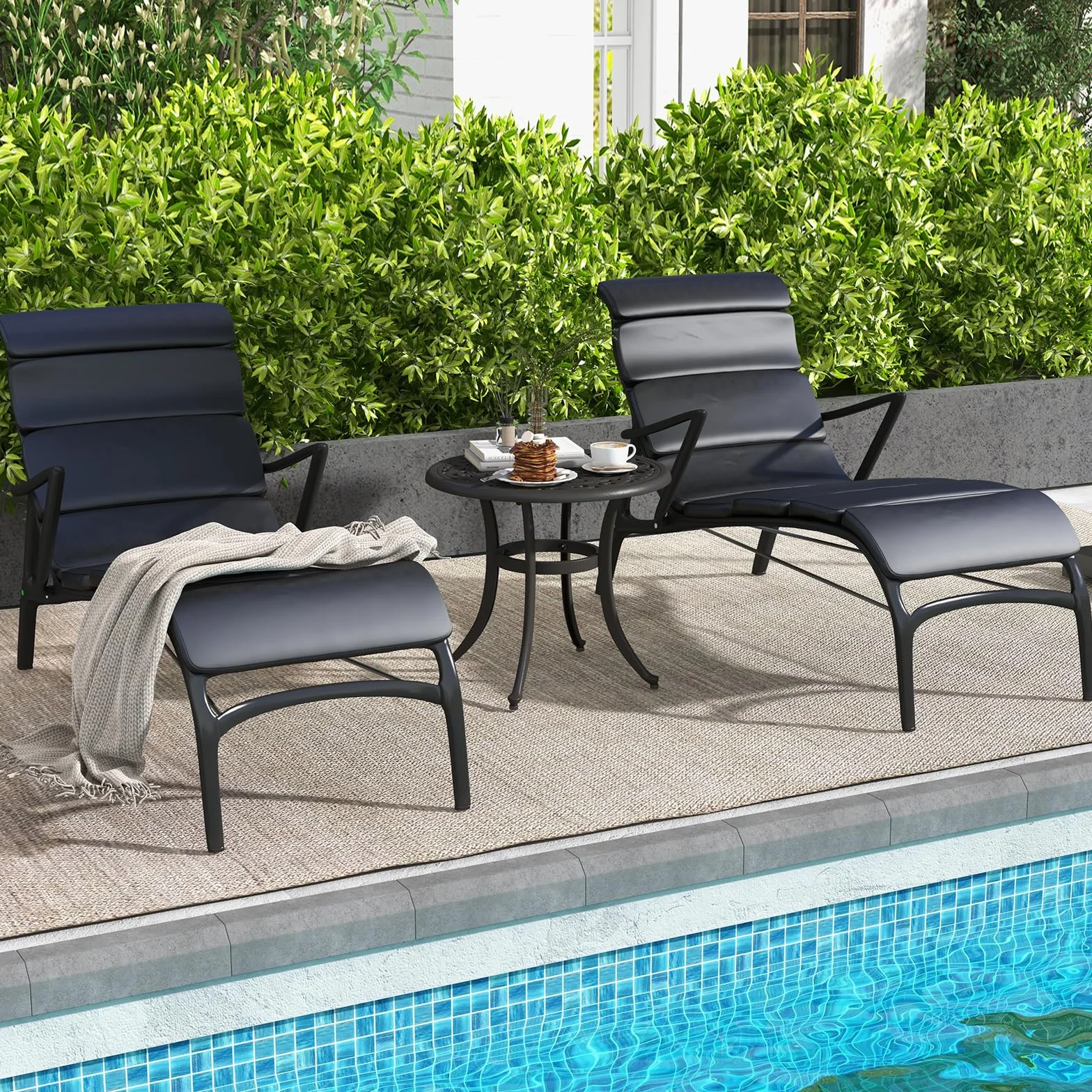 GIANTEX Table de Jardin Fonte d'Aluminium Ronde Bistrot Coussinets Réglables Bronze Antique