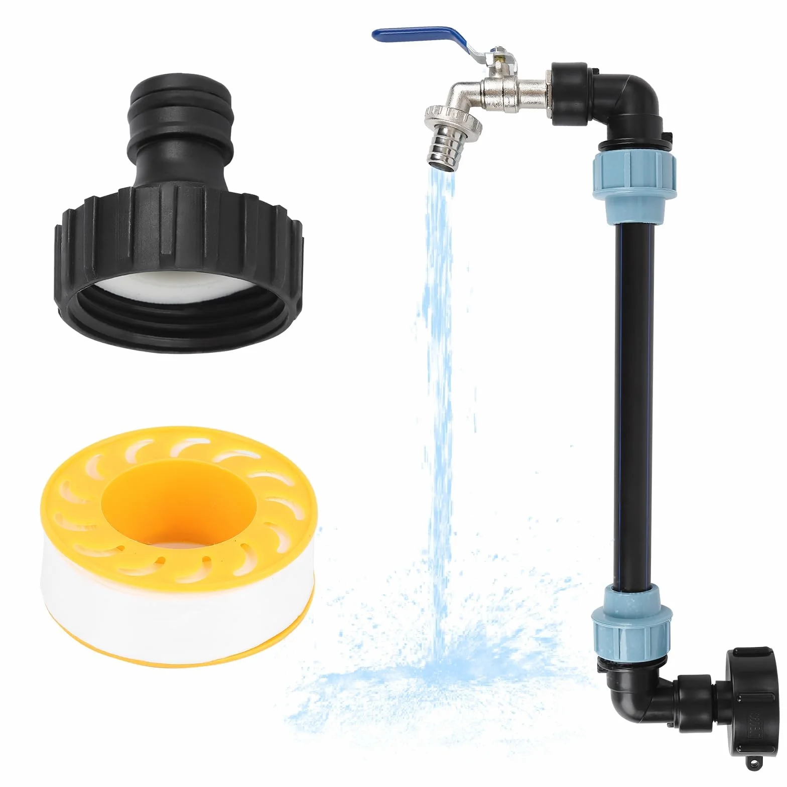 Robinet IBC col de cygne 3/4 pouce S60 x 6 adaptateur