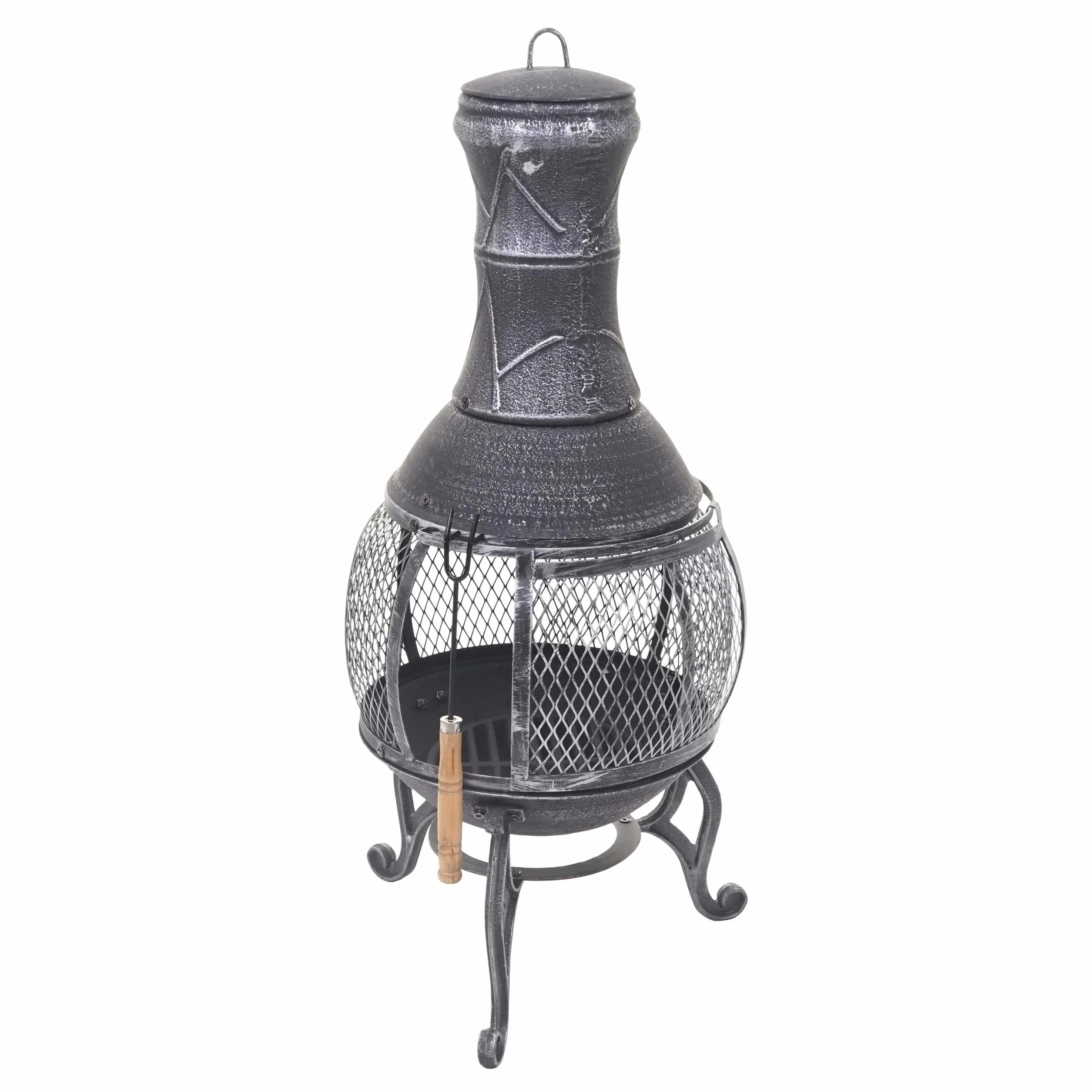 Cheminée de Jardin HWC-F71, Poêle de Terrasse, Foyer, Alliage Fonte, 92x41x41cm