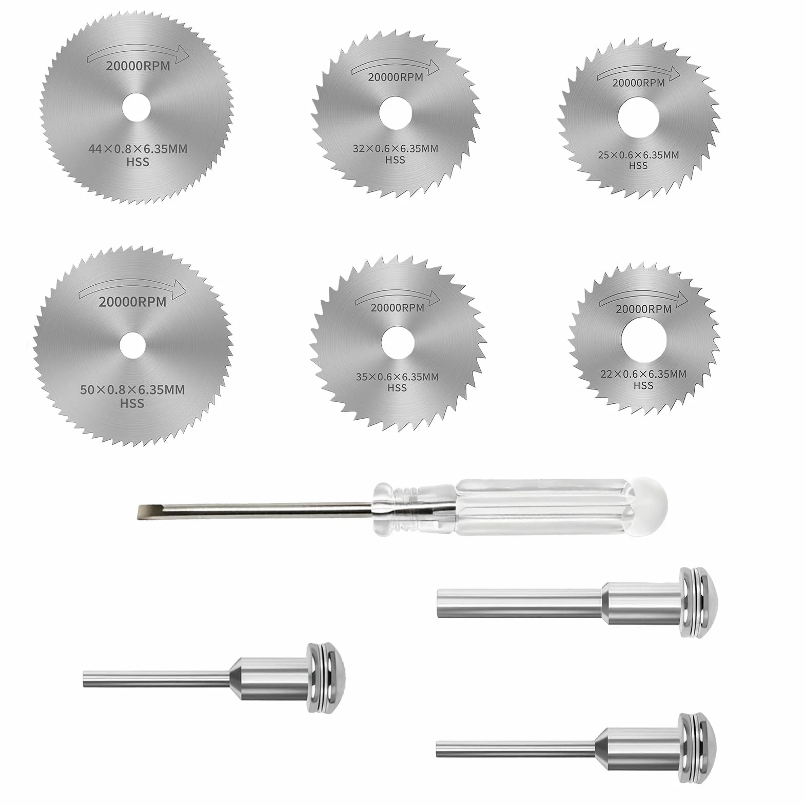 10pcs Mini Disques de Scie Circulaire pour Dremel, 3pcs Clous + Tournevis, HSS, Accessoires Bois Métal Coupe Perceuse Multifonction Scie à Onglet Rechange Électrique Verre et Béton