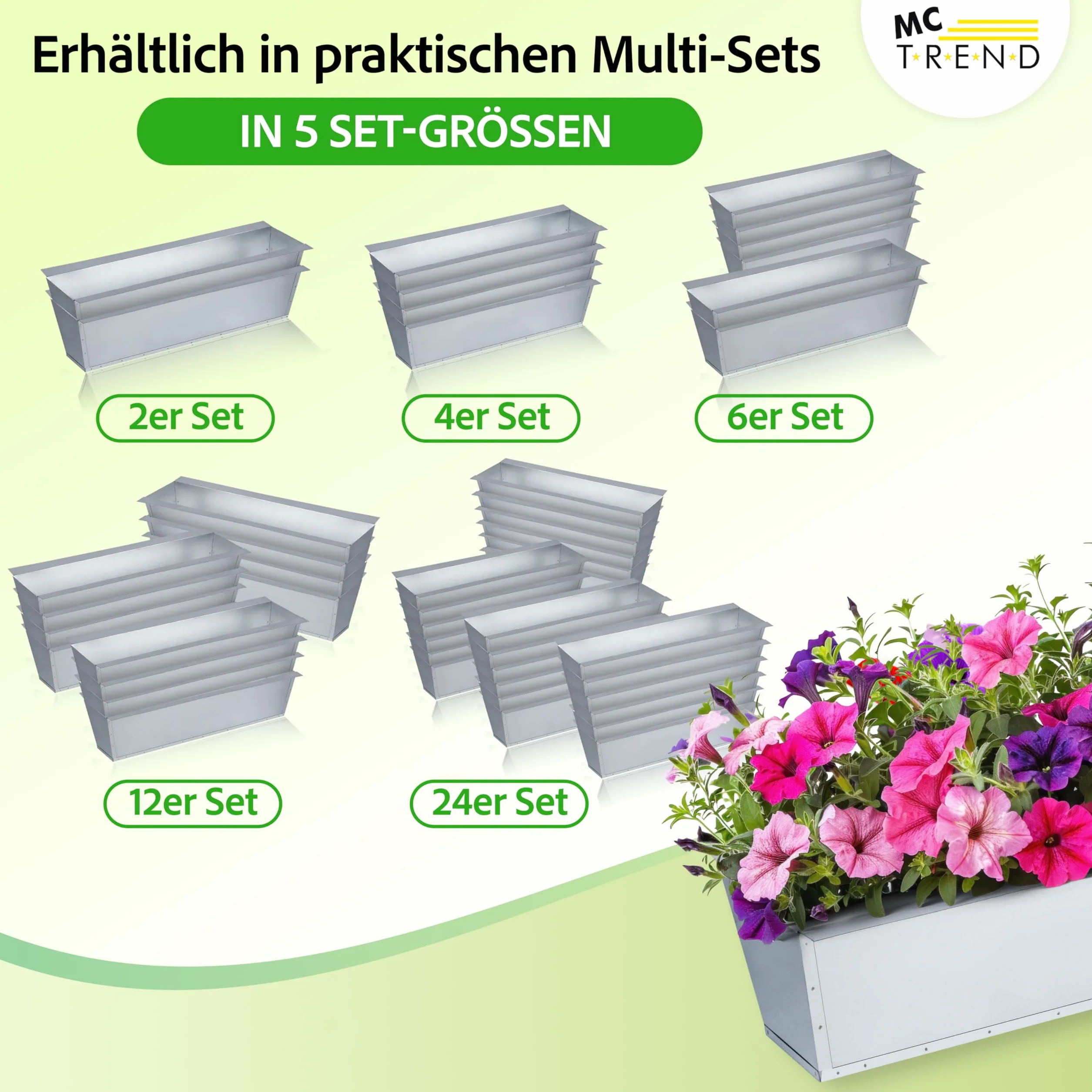 Jardinière pour palettes européennes Métal galvanisé 38,1 x 13 x 9 cm Résistant aux intempéries