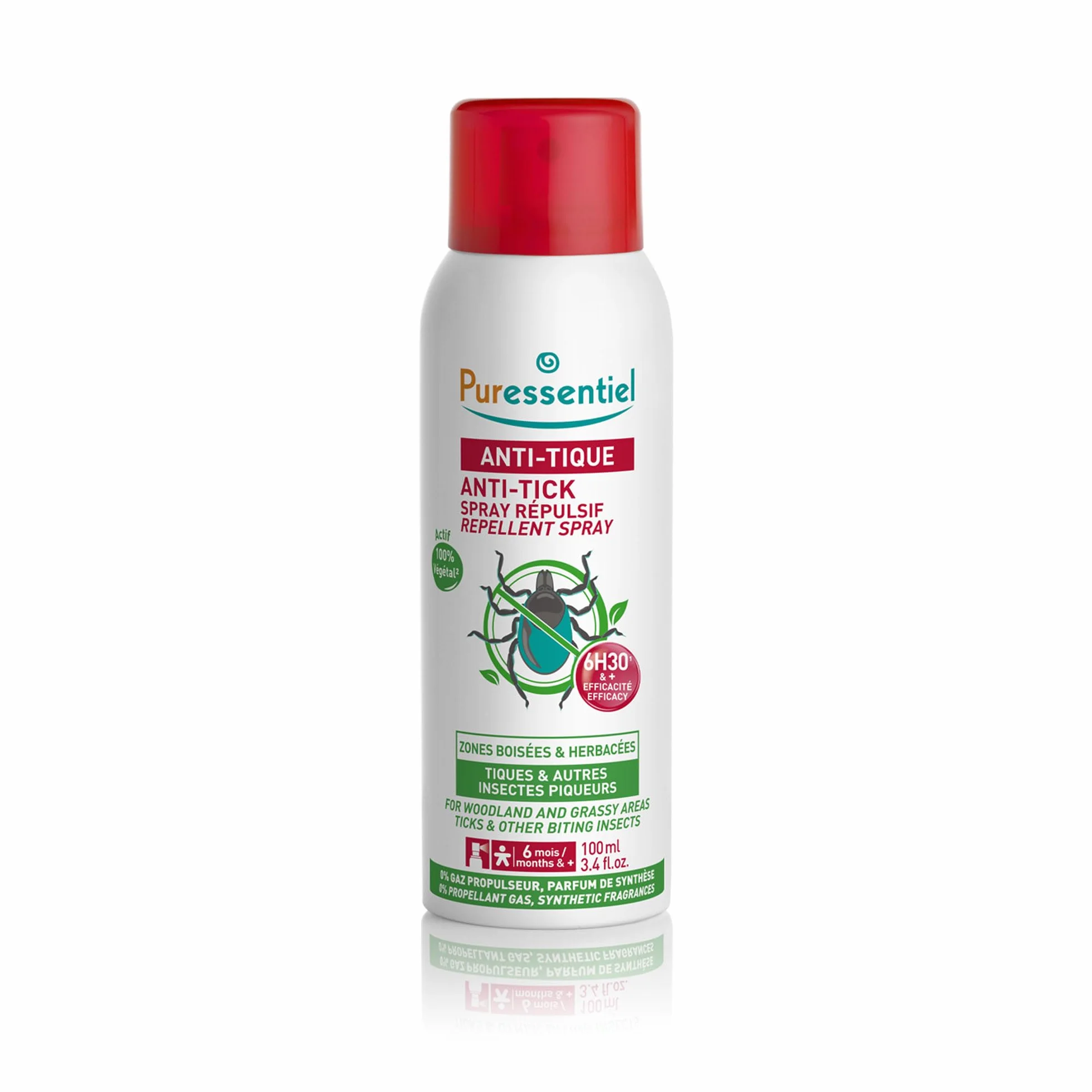 Puressentiel Spray Répulsif Anti-Tiques 100 ml – Protection forêt randonnée – Actif végétal eucalyptus citronné