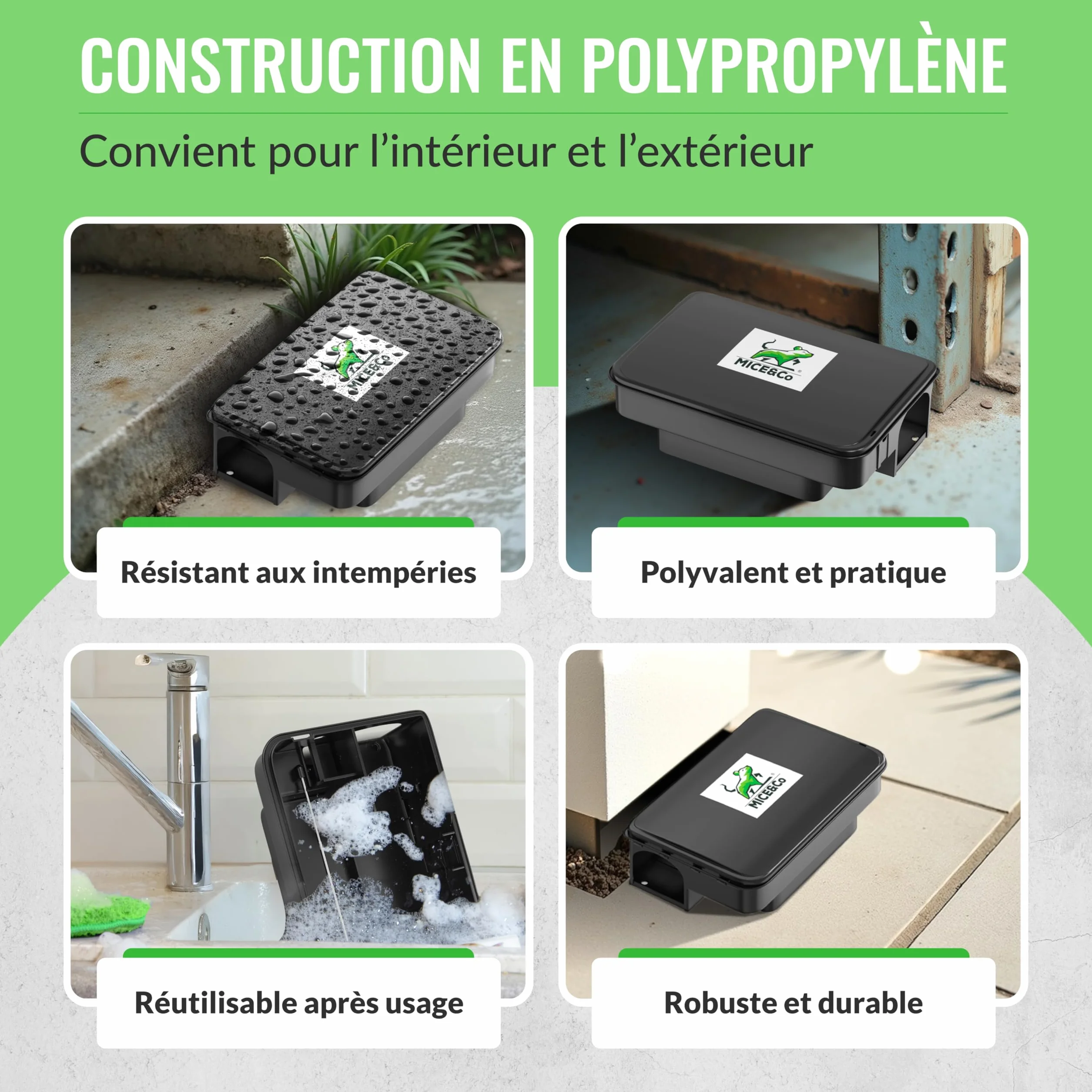Mice&Co Boîte d'Appât Professionnelle – Piège à Rats et Souris – Station d'Appât Sécurisée