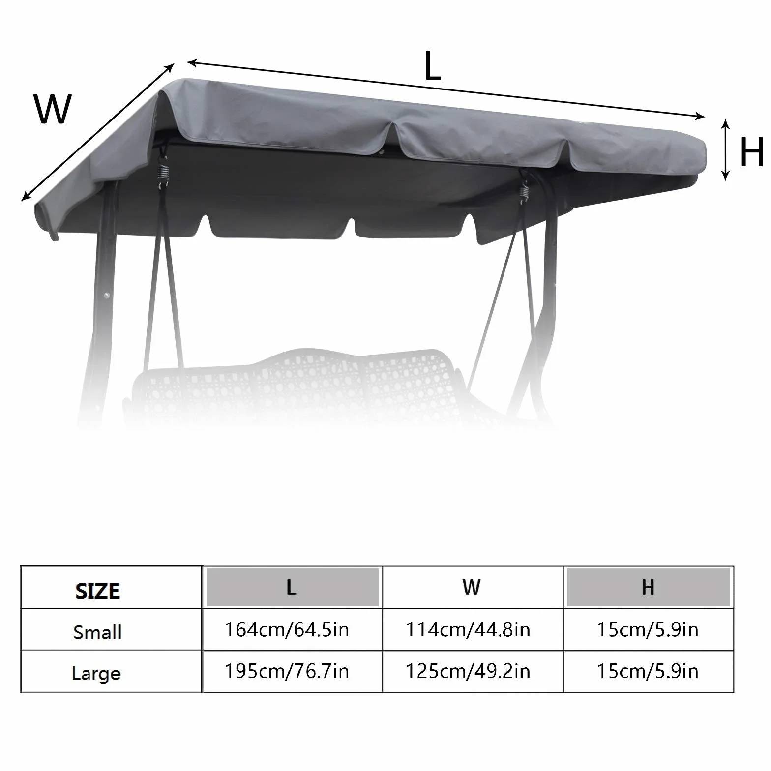 Housse de Rechange Toit Balancelle Jardin Imperméable Protection UV Gris L
